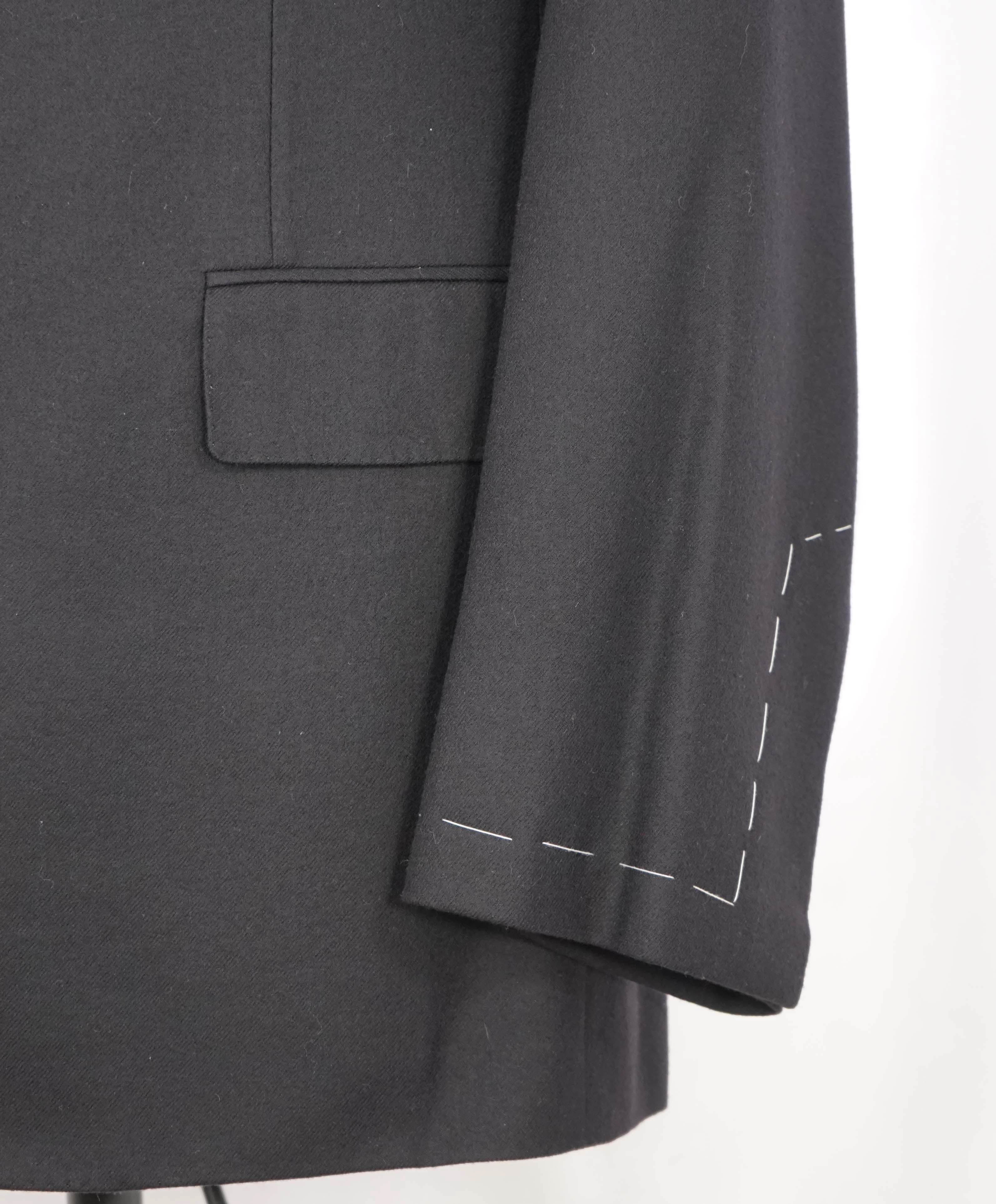 $2,995 RALPH LAUREN PURPLE LABEL - Black Flannel Wool Ticket Pocket Blazer - 44R