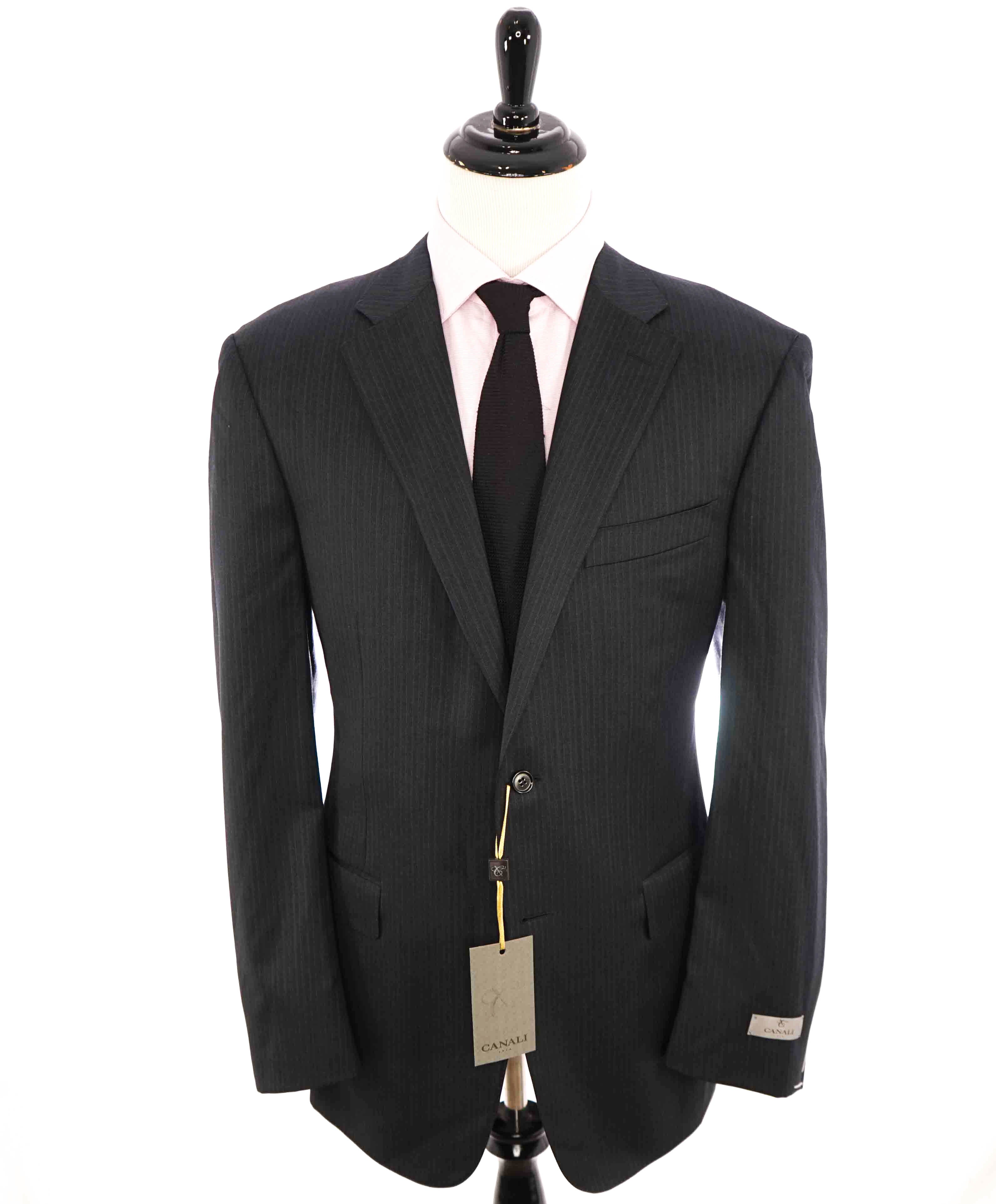 $1,895 CANALI - Gray Blue Stripe "Stretch" Double Vent Wool Blazer - 44L
