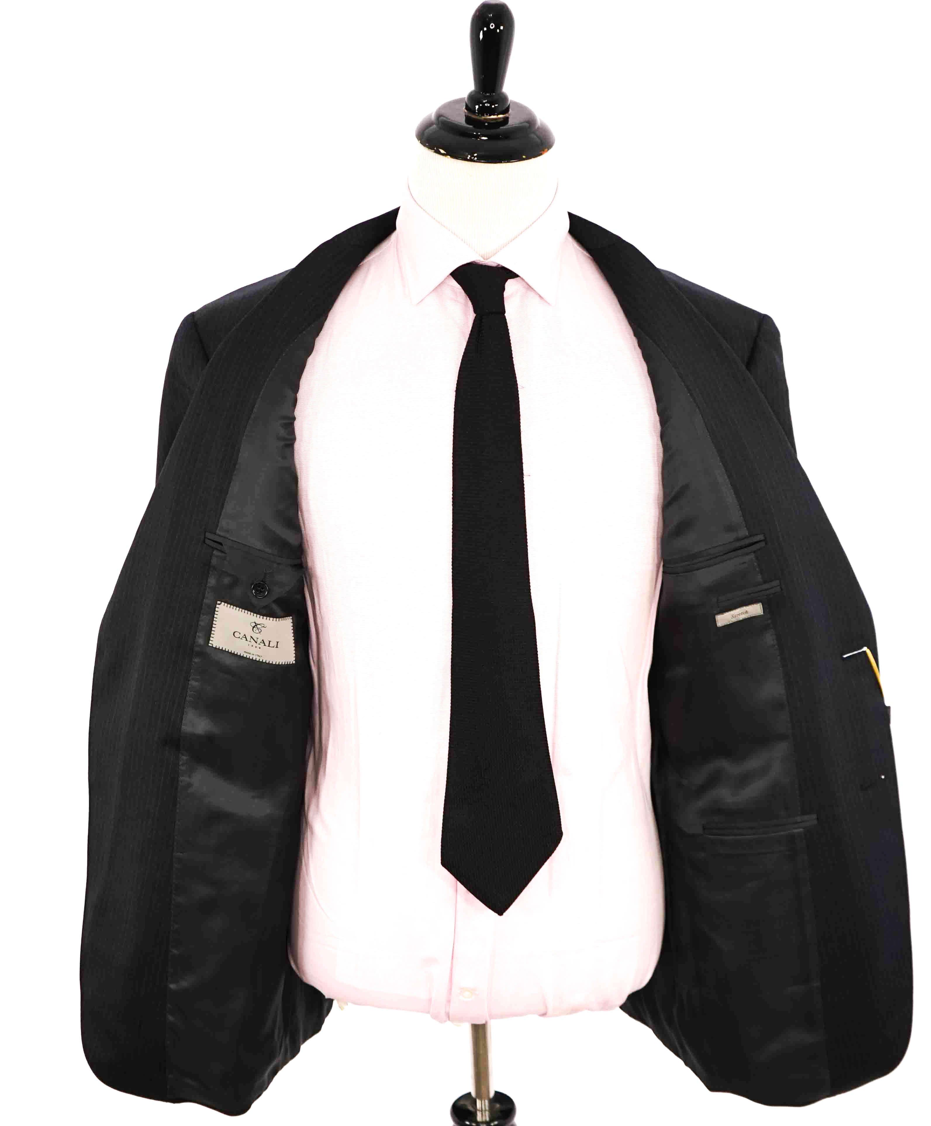 $1,895 CANALI - Gray Blue Stripe "Stretch" Double Vent Wool Blazer - 44L