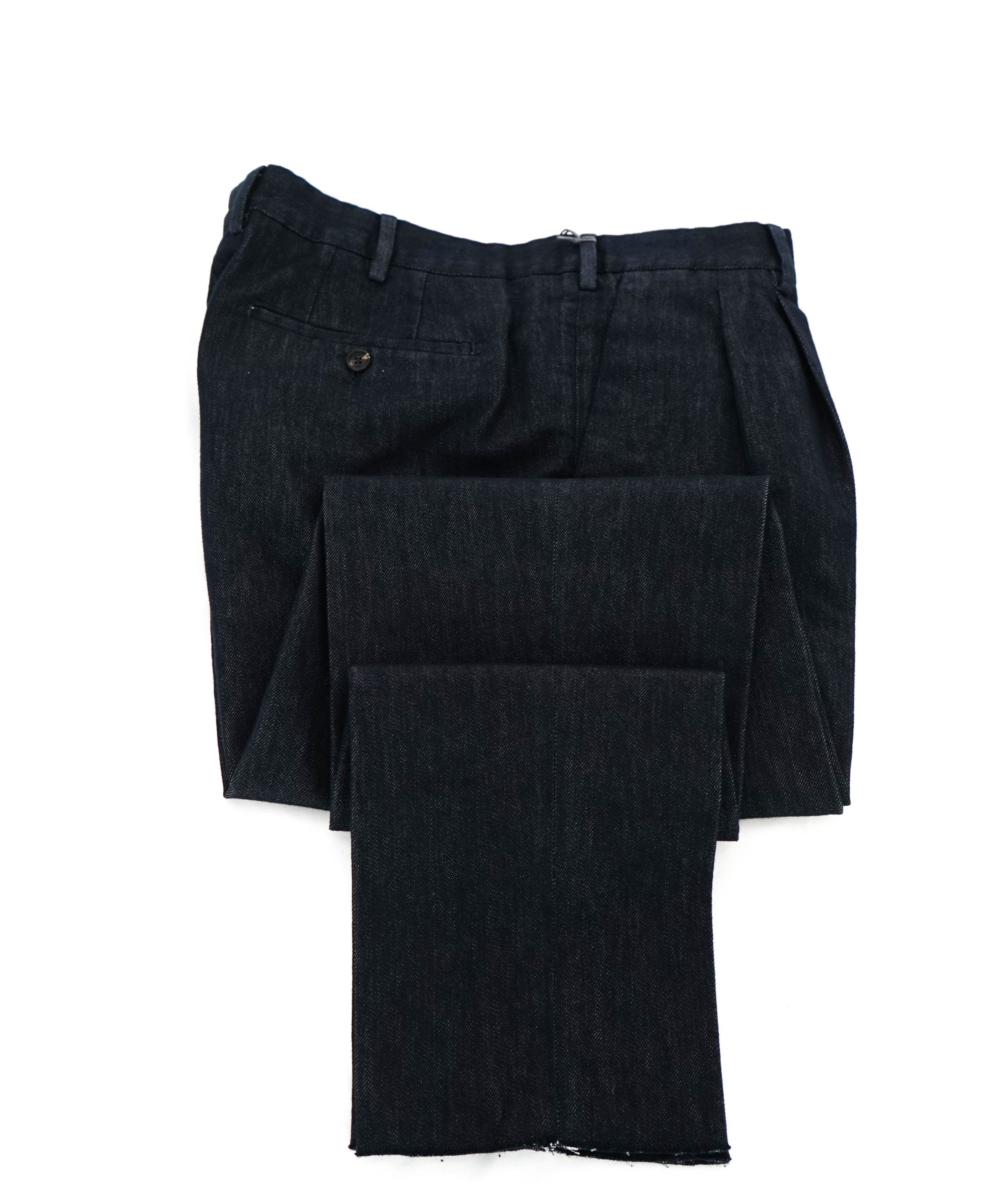 $895 ERMENEGILDO ZEGNA - SILK Modern Pleated Denim Pants - 35W