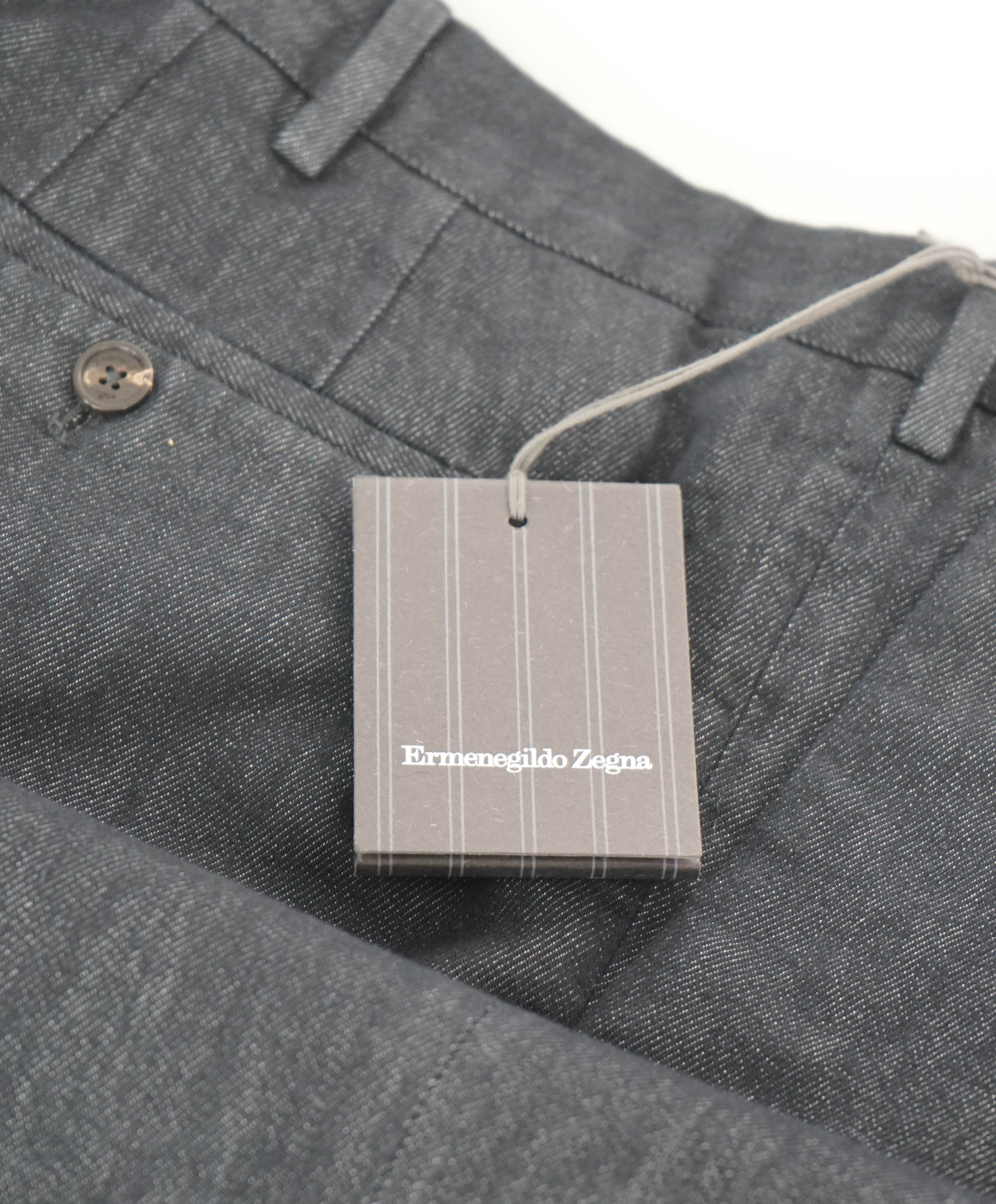 $895 ERMENEGILDO ZEGNA - SILK Modern Pleated Denim Pants - 35W