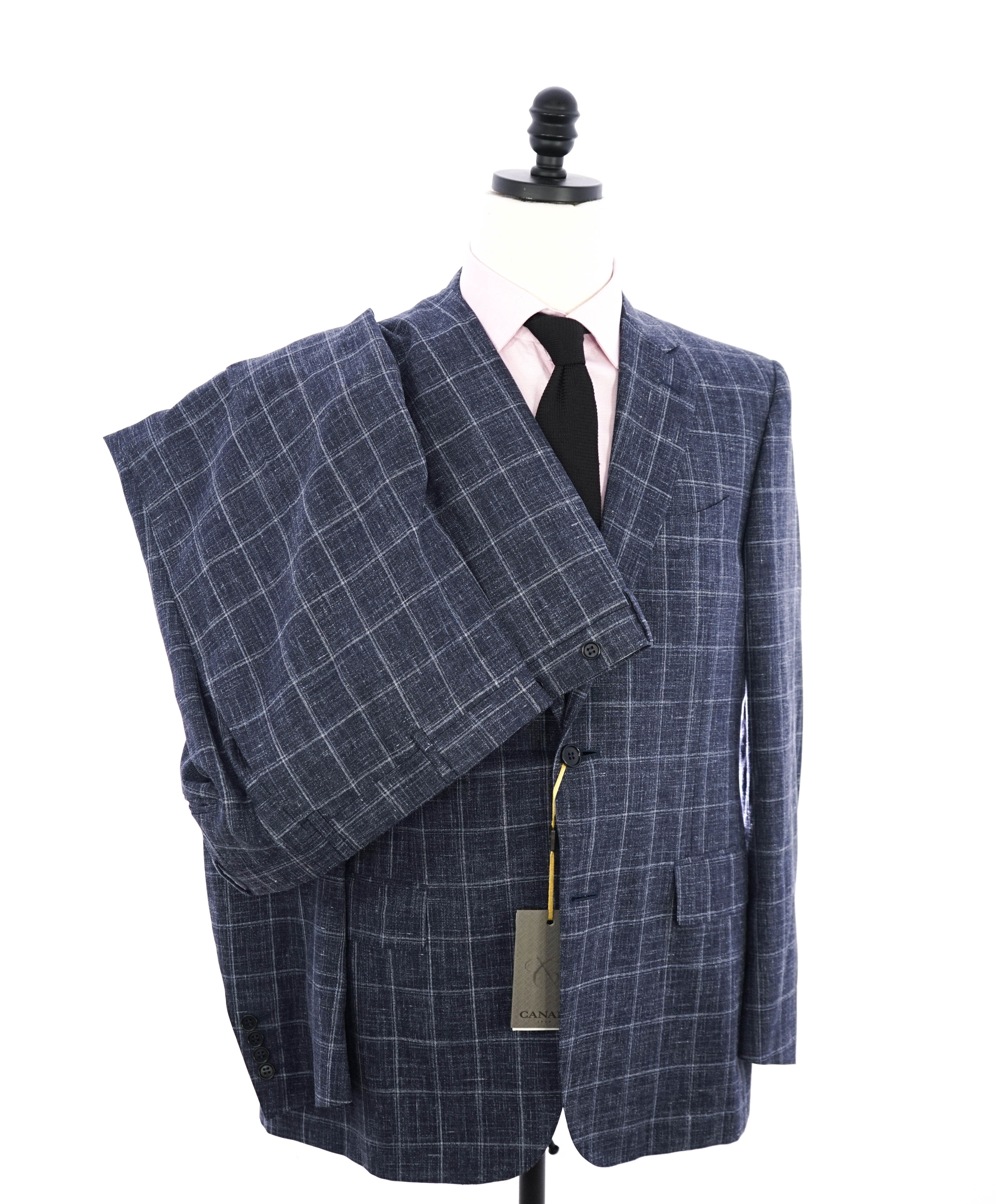 $2,195 CANALI - Medium Blue Heather WOOL/LINEN/SILK Textured Suit - 42R