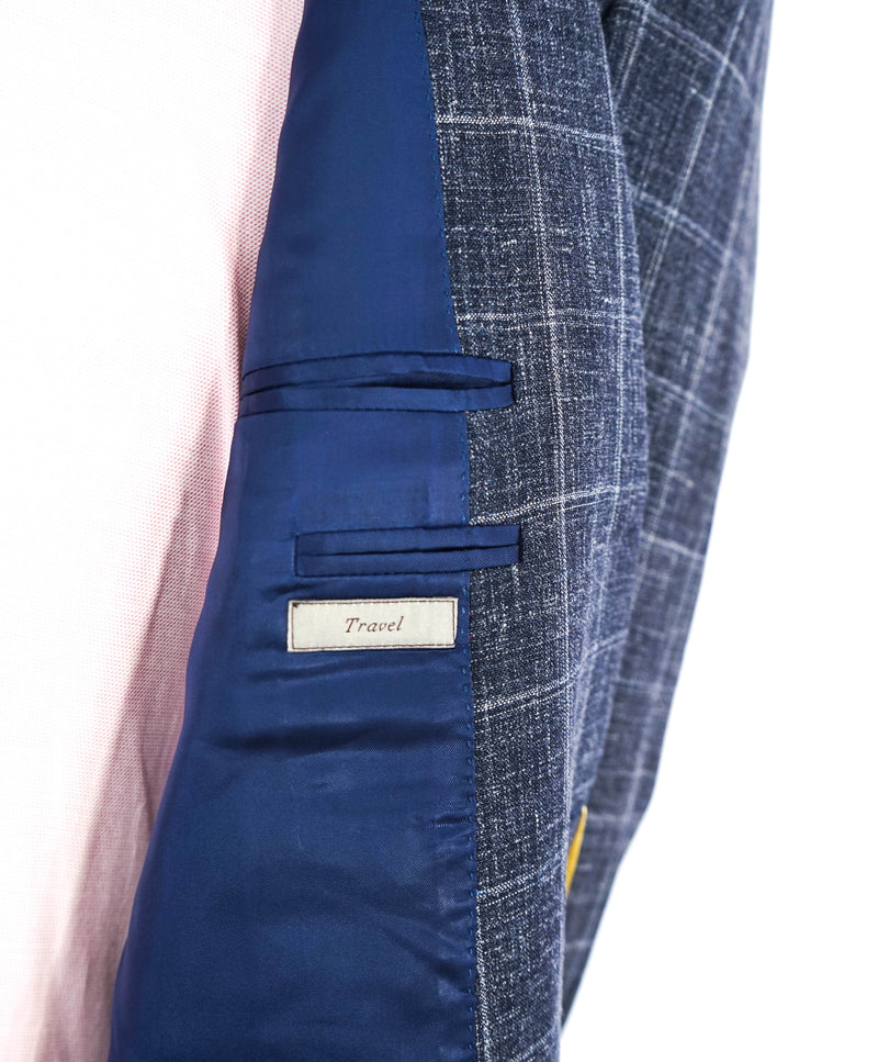 $2,195 CANALI - Medium Blue Heather WOOL/LINEN/SILK Textured Suit - 42R