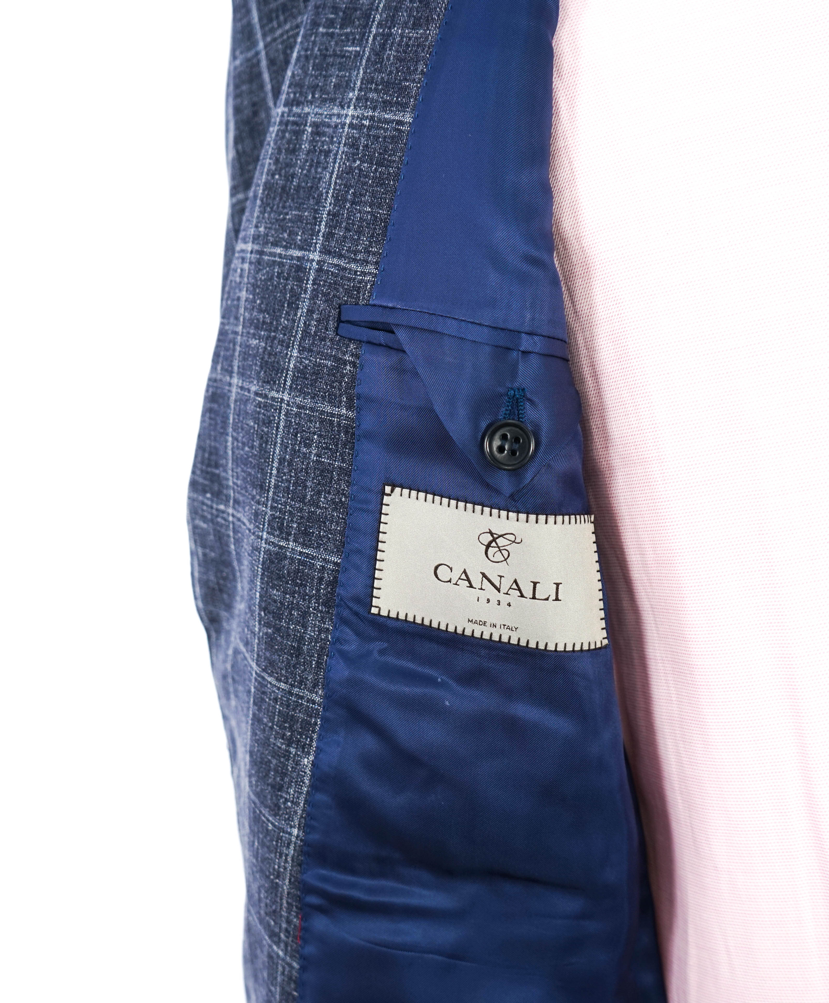 $2,195 CANALI - Medium Blue Heather WOOL/LINEN/SILK Textured Suit - 42R