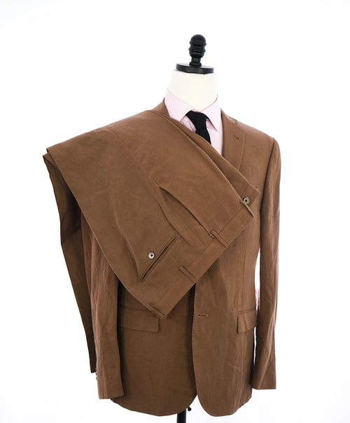 CORNELIANI - Brown LINEN/SILK Semi Lined Brown MOP Button Suit - 40R