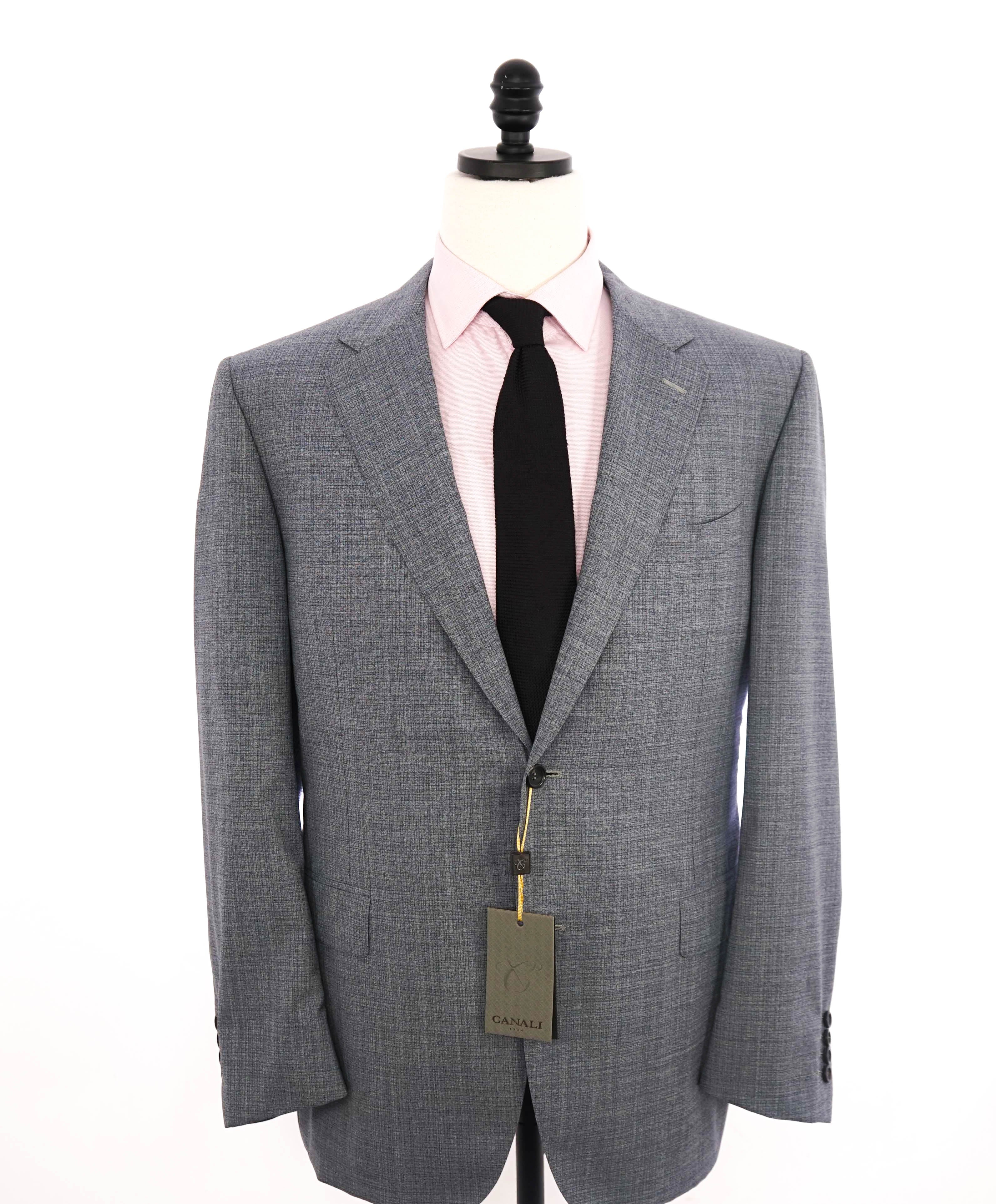 $3,095 CANALI - **EXCLUSIVE**SUPER 150's Steel Blue Textured Notch Lapel Suit - 46R