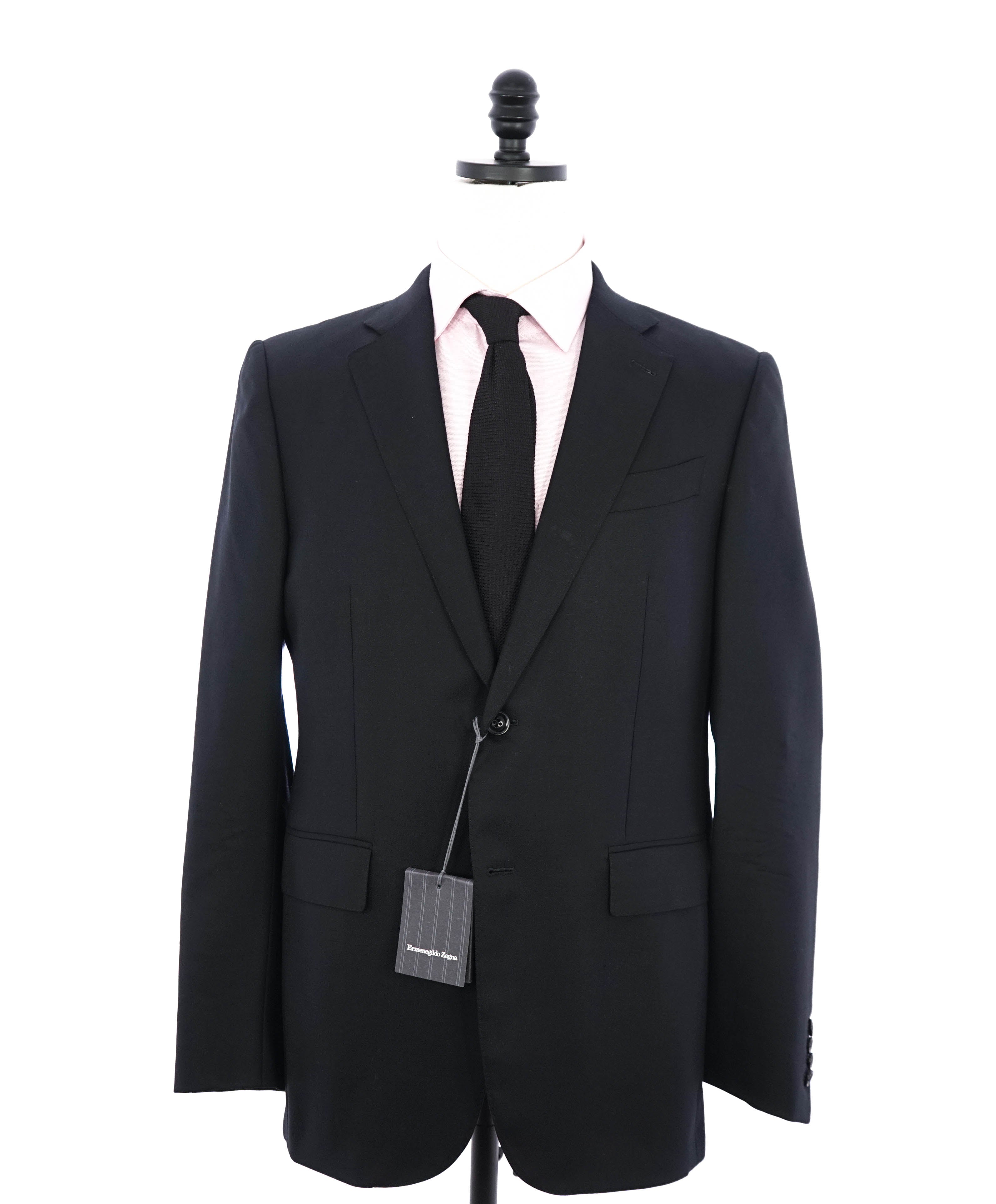 $3,290 ERMENEGILDO ZEGNA- “TORFEO” Black Textured Solid Blazer- 40R