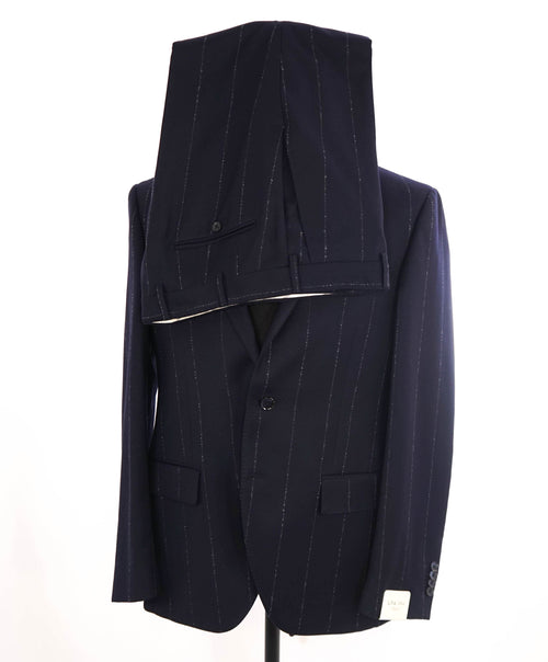 L.B.M. 1911 - Luigi Bianchi NAVY CHALK STRIPE Flannel Unlined Suit - 40R