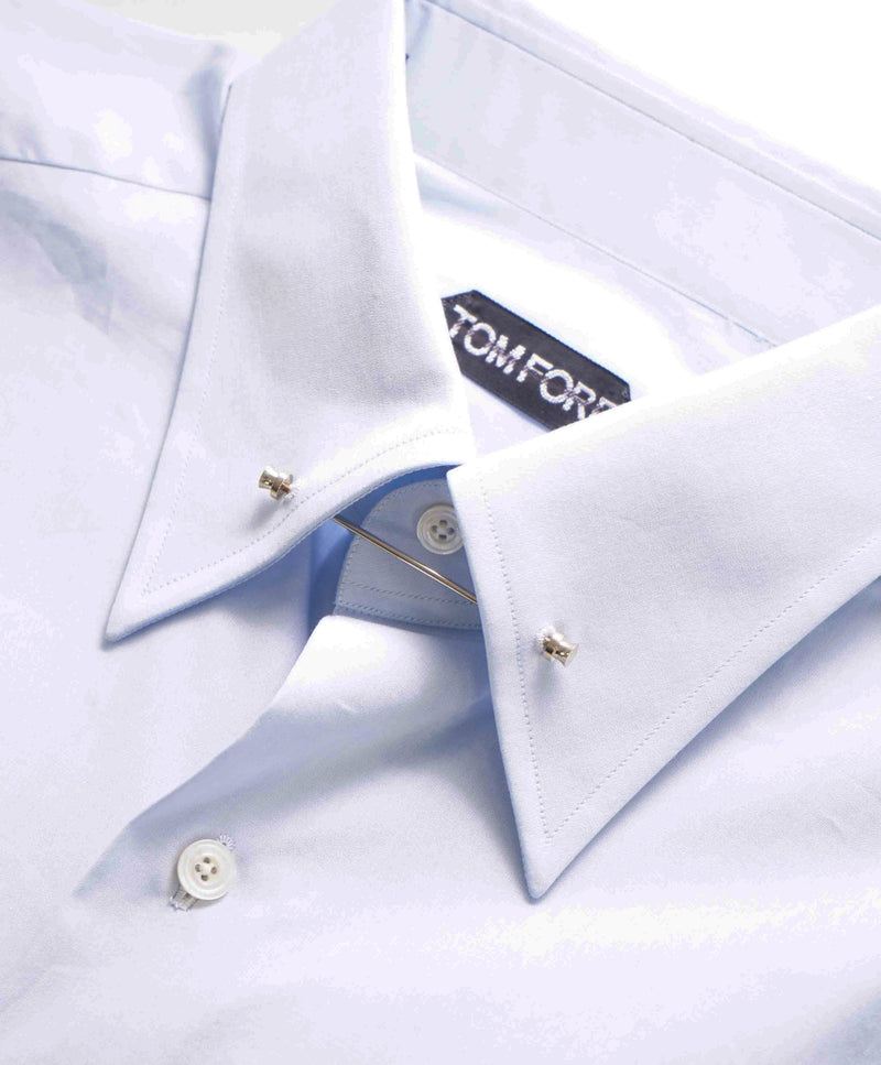 blik lineal Skrøbelig $780 TOM FORD - *COLLAR BAR* Blue French Cuff Button Down Shirt - 15.7 –  Luxe Hanger