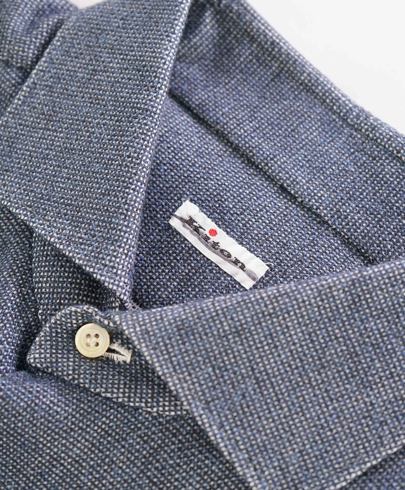 $895 KITON - Cotton White/Blue Pin Dot  *MOP BUTTON* Soft Touch Shirt- 18.5 (46)