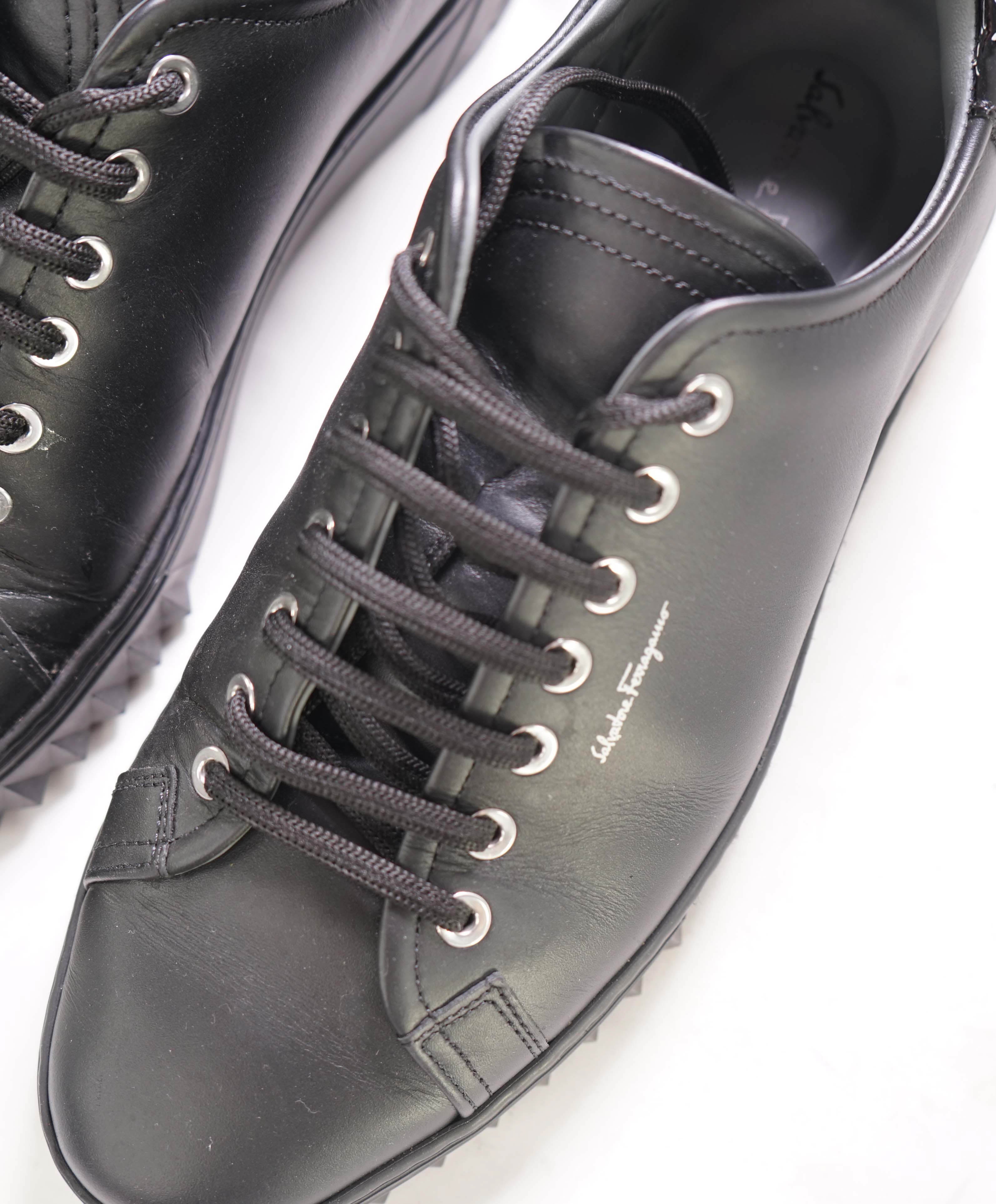 $750 SALVATORE FERRAGAMO - *Rhinoceros* Black Gancini Sneaker - 8.5 US