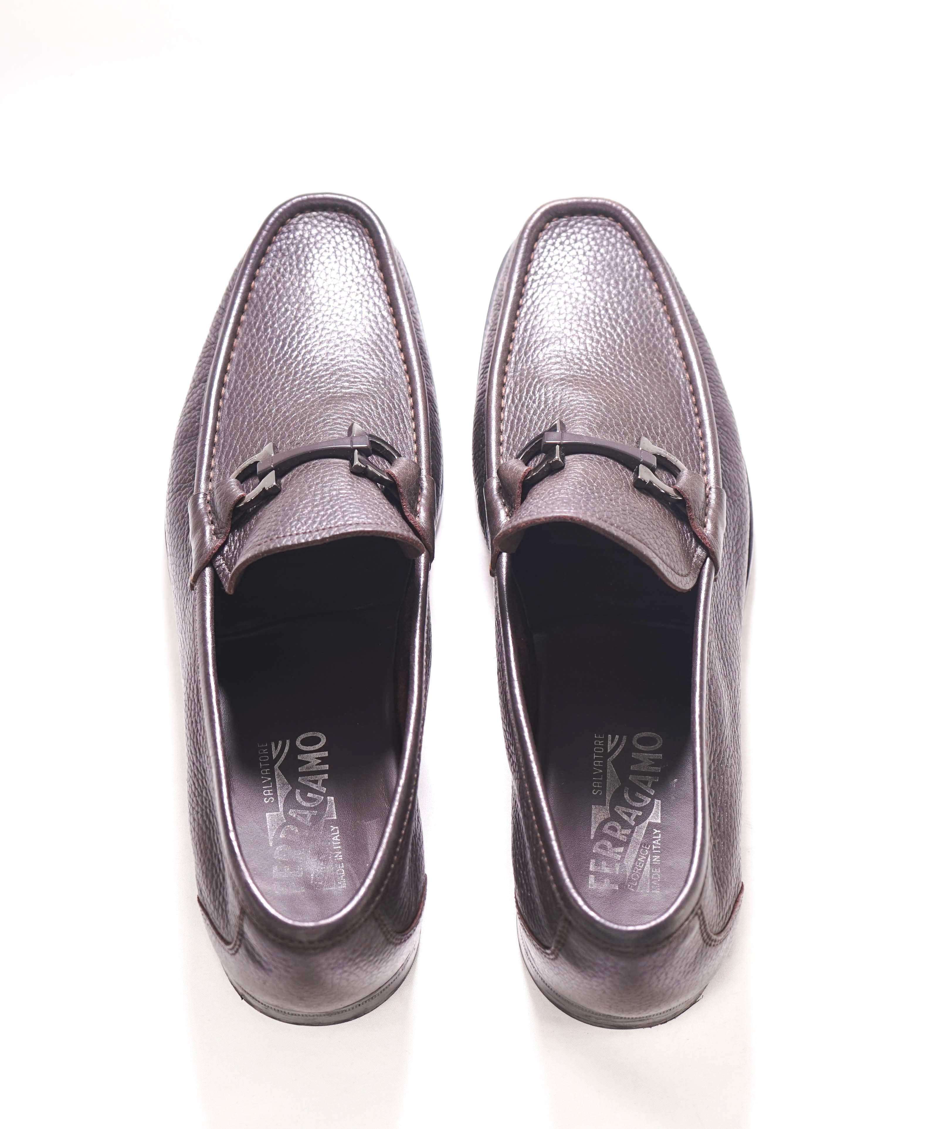 $850 SALVATORE FERRAGAMO - “GRANDIOSO" Gancini Bit Loafer Brown Leather - 12 D