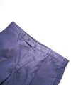 $395 INCOTEX - "CHINOLINO" COTTON / LINEN Flat Front Blue Pants  -  34W