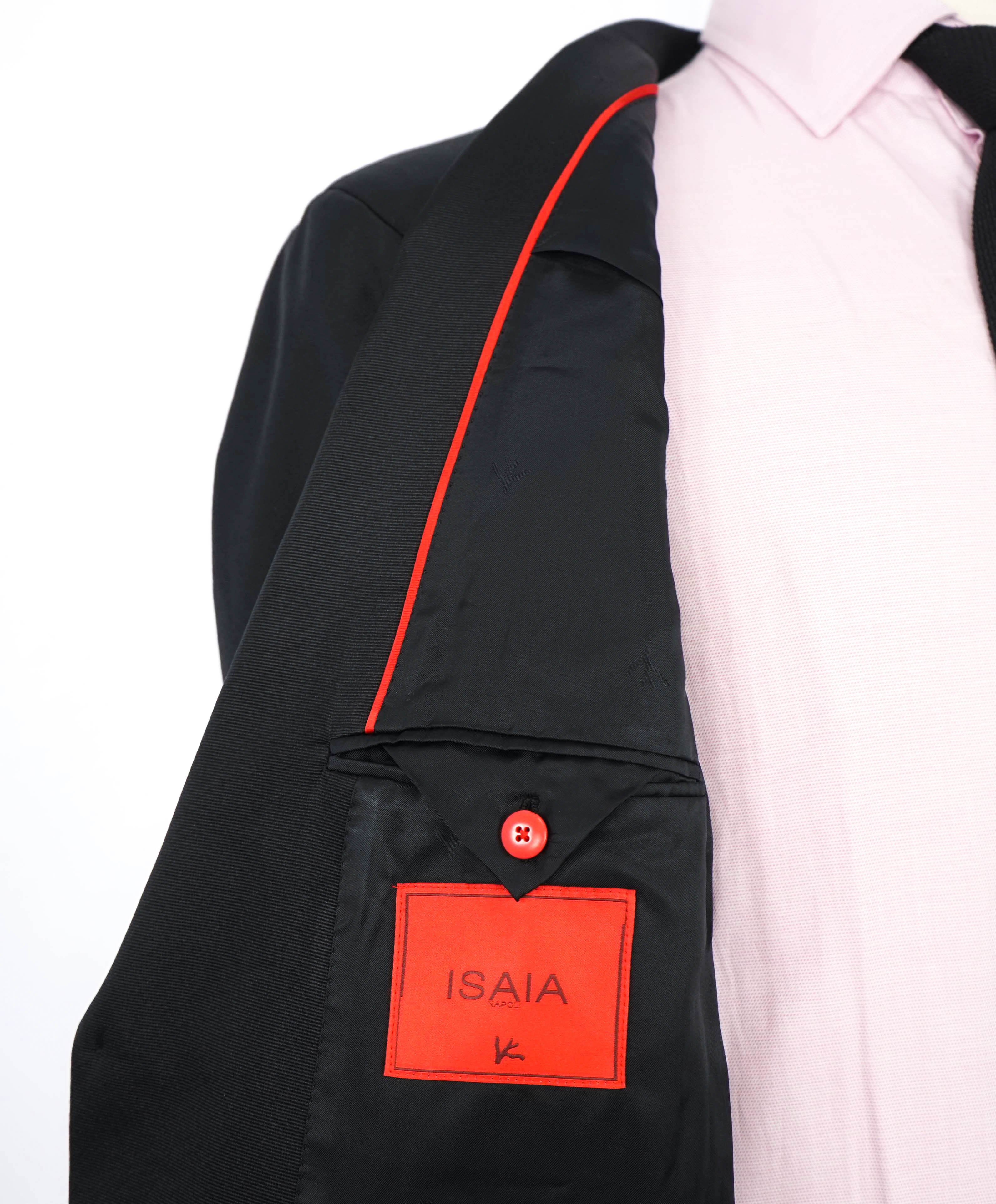 $3,000 ISAIA - Satin PEAK LAPEL Black Wool Tuxedo Dinner Jacket Blazer - 44R