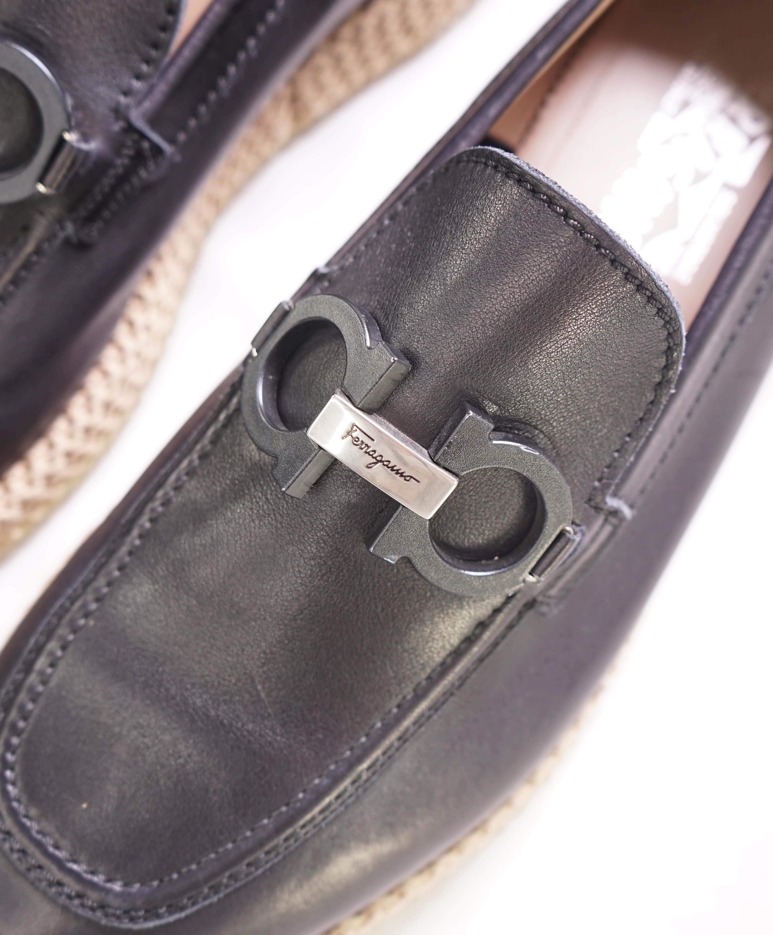 $895 SALVATORE FERRAGAMO - *ARINOS* Black Espadrille Woven Summer Loafer/Sneaker - 10 M US