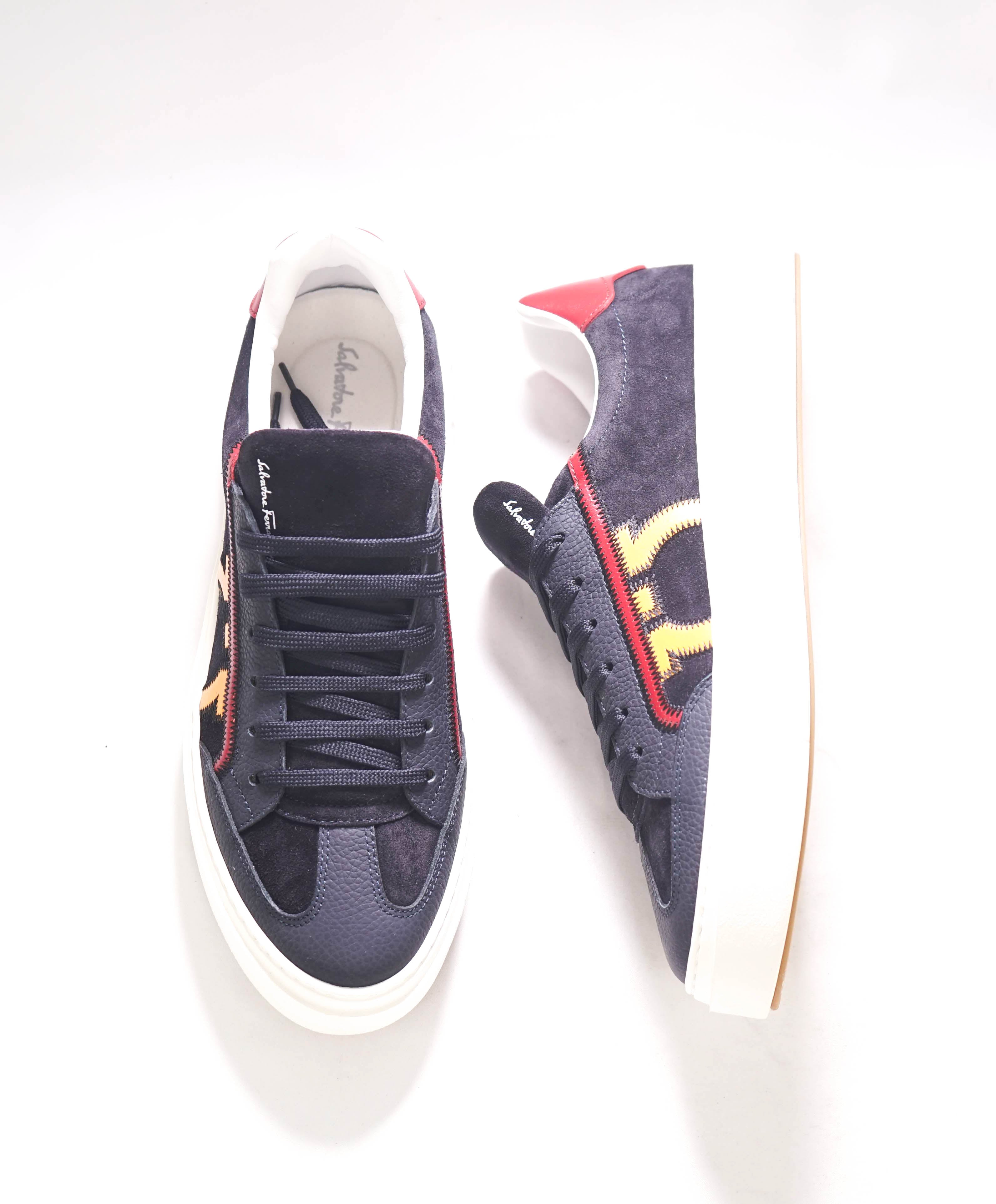 $750 SALVATORE FERRAGAMO - *BORG 5* Blue/Yellow Gancini Sneaker - 7 M US