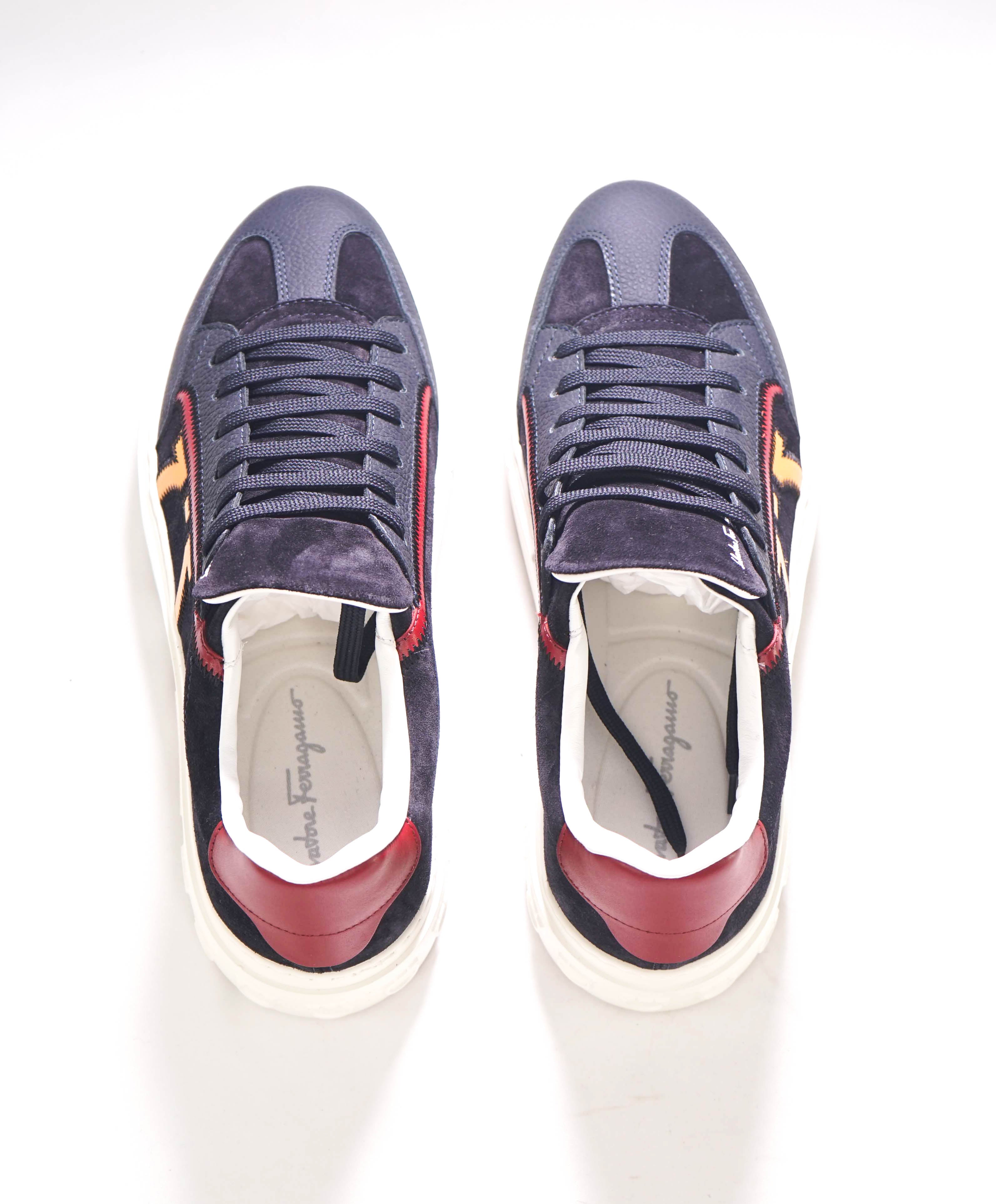 $750 SALVATORE FERRAGAMO - *BORG 5* Blue/Yellow Gancini Sneaker - 7 M US