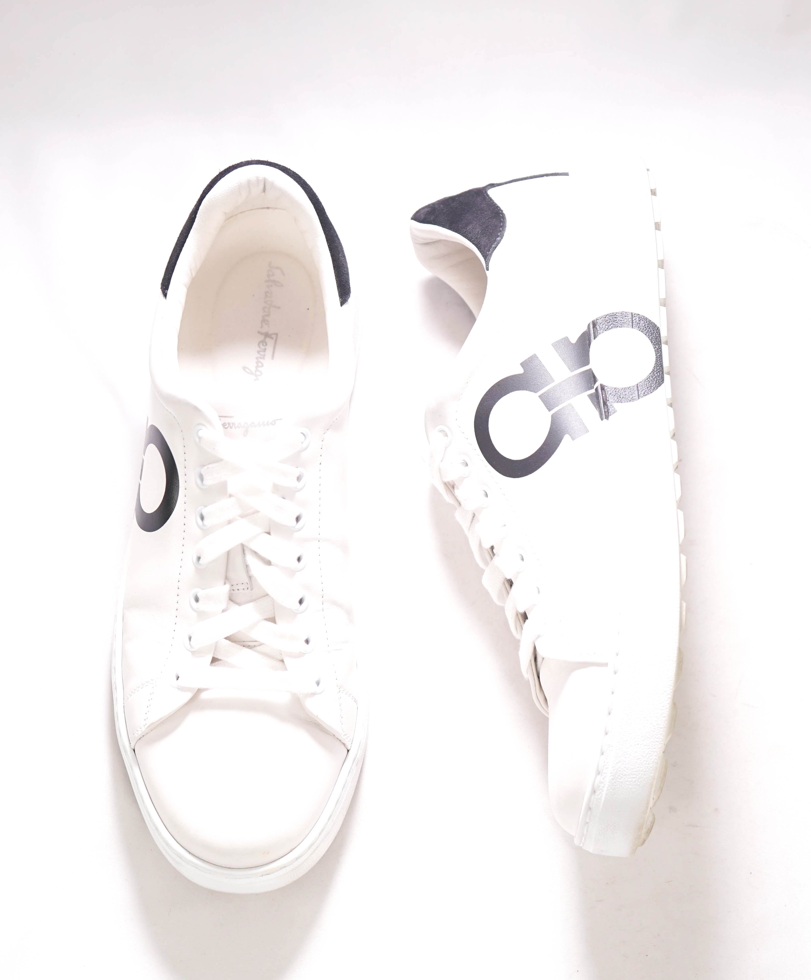 $750 SALVATORE FERRAGAMO -  Black/White Gancini Sneaker - 10 M US