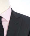 CORNELIANI - Peak Lapel GEOMETRIC Weave Wool/Silk Blend Black Suit - 44R