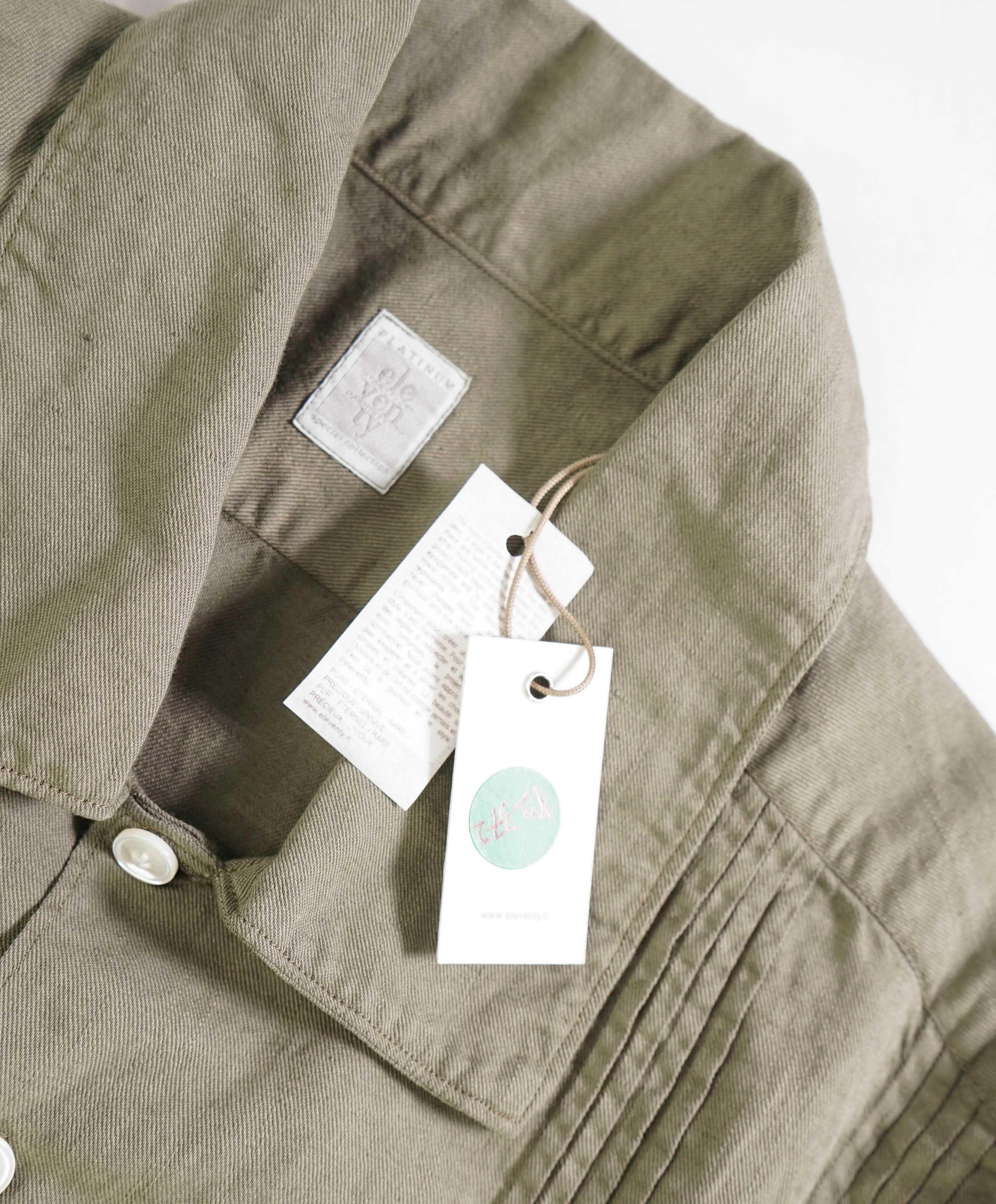 $495 ELEVENTY - *COTTON LINEN* Pleated Havana Camp Collar Resort Shirt - M