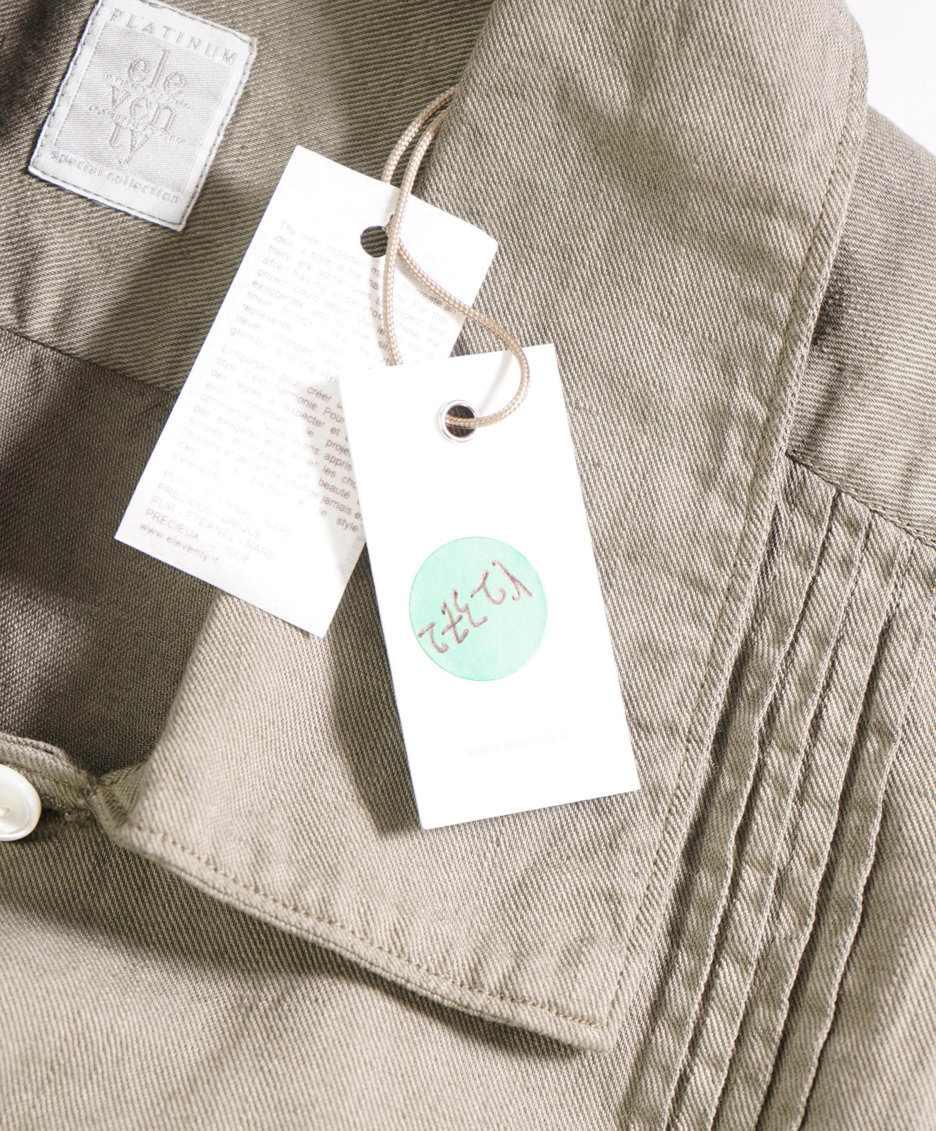 $495 ELEVENTY - *COTTON LINEN* Pleated Havana Camp Collar Resort Shirt - M