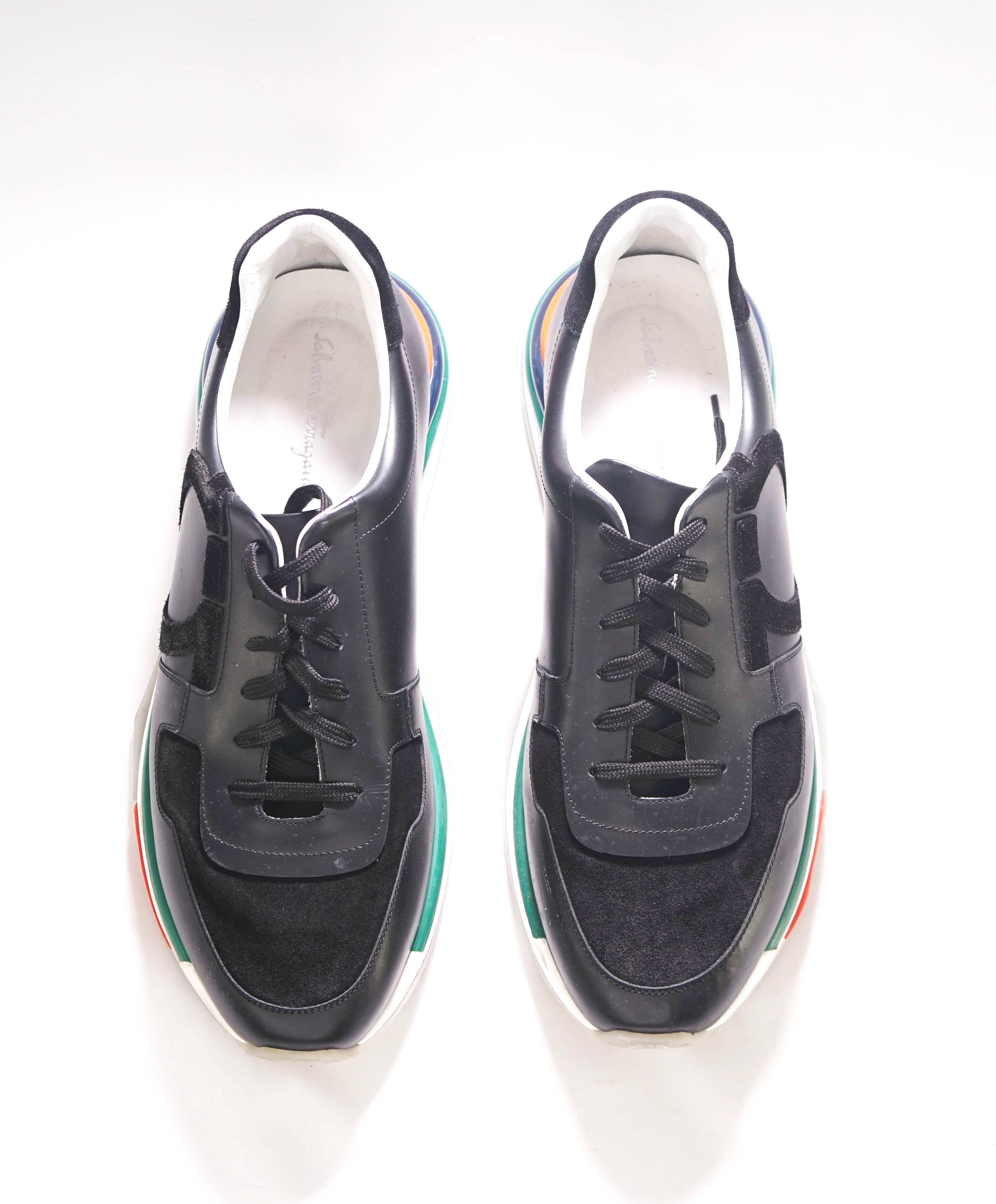 $995 SALVATORE FERRAGAMO - *GANCINI* Black/Multi-Colow Sneaker - 12 M US