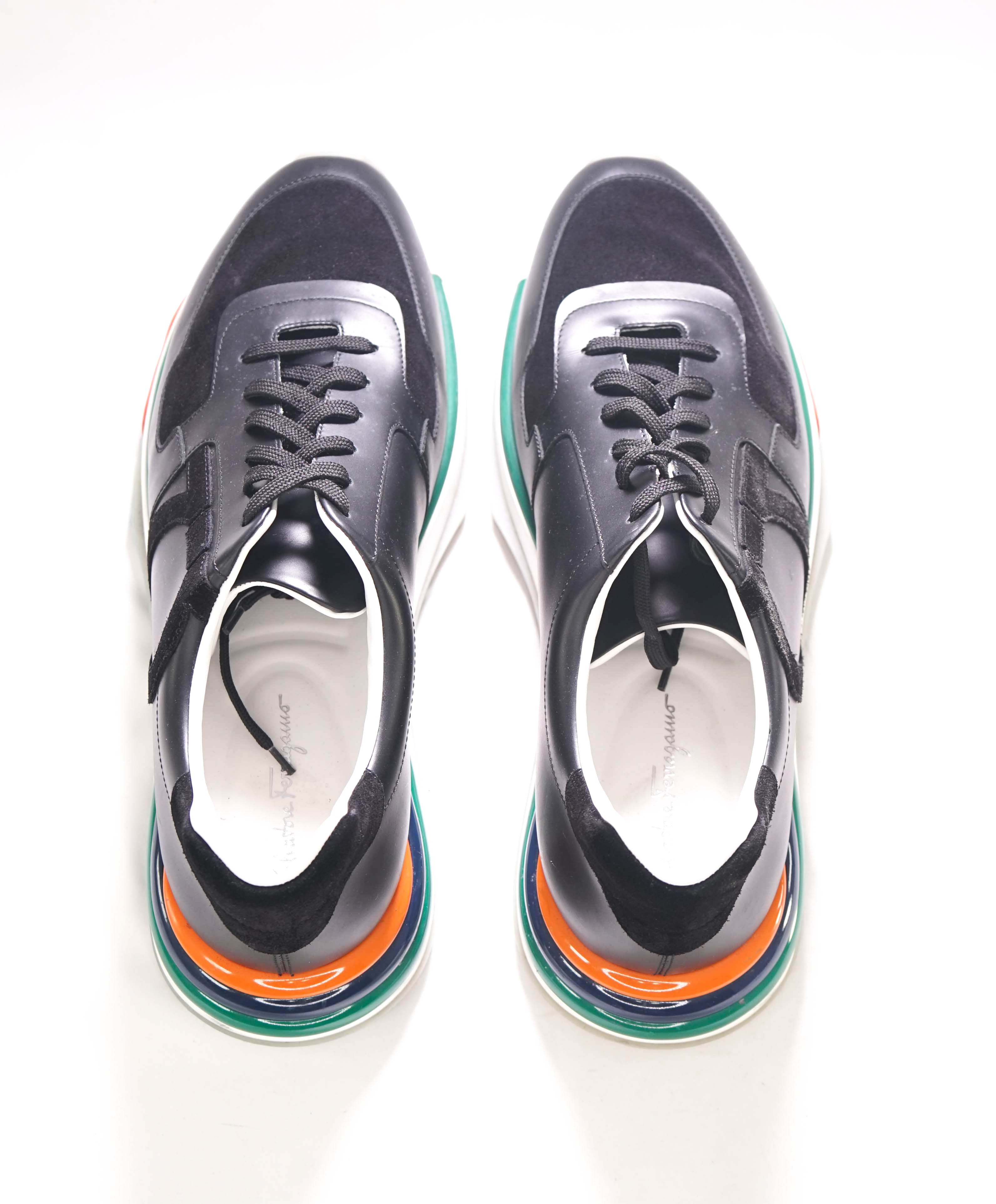 $995 SALVATORE FERRAGAMO - *GANCINI* Black/Multi-Colow Sneaker - 12 M US