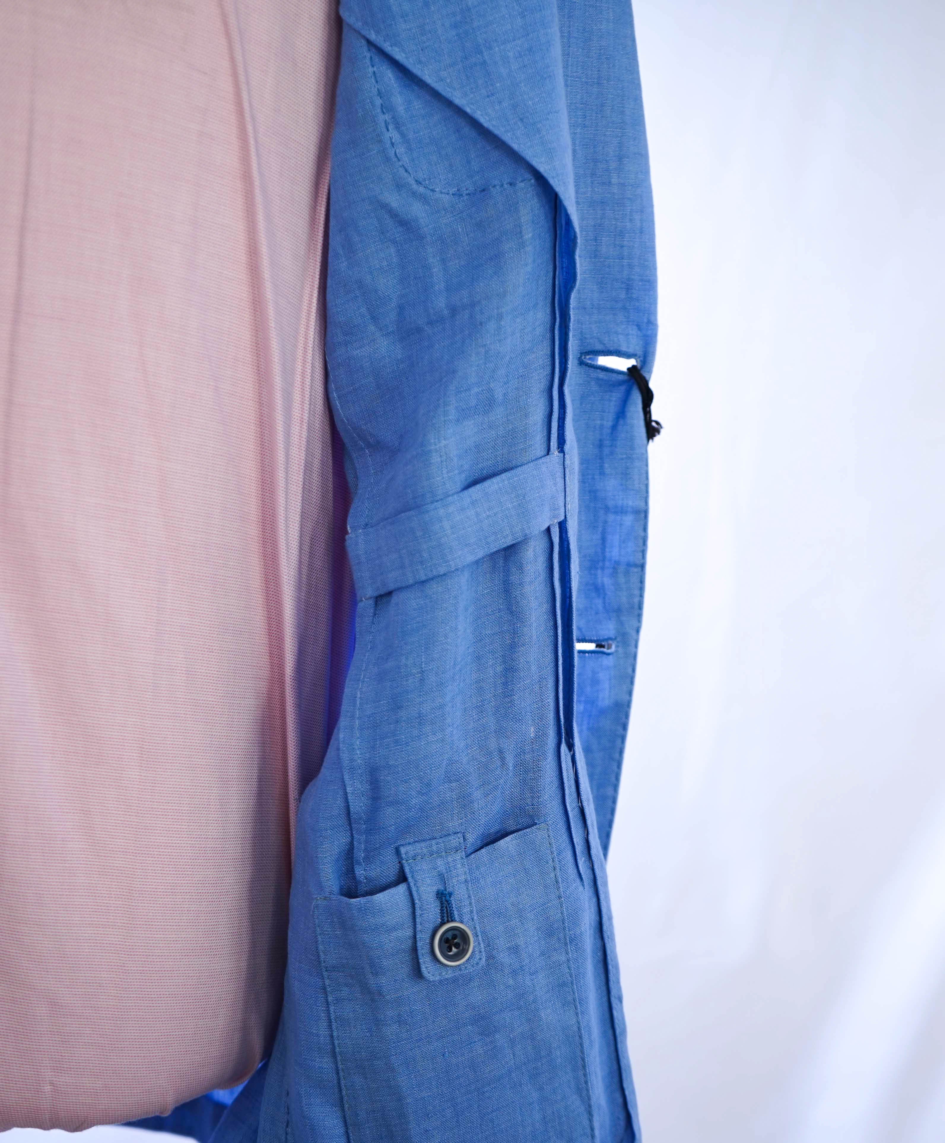 CORNELIANI - ID Semi-Lined Baby Blue Light LINEN Summer Blazer - 38R
