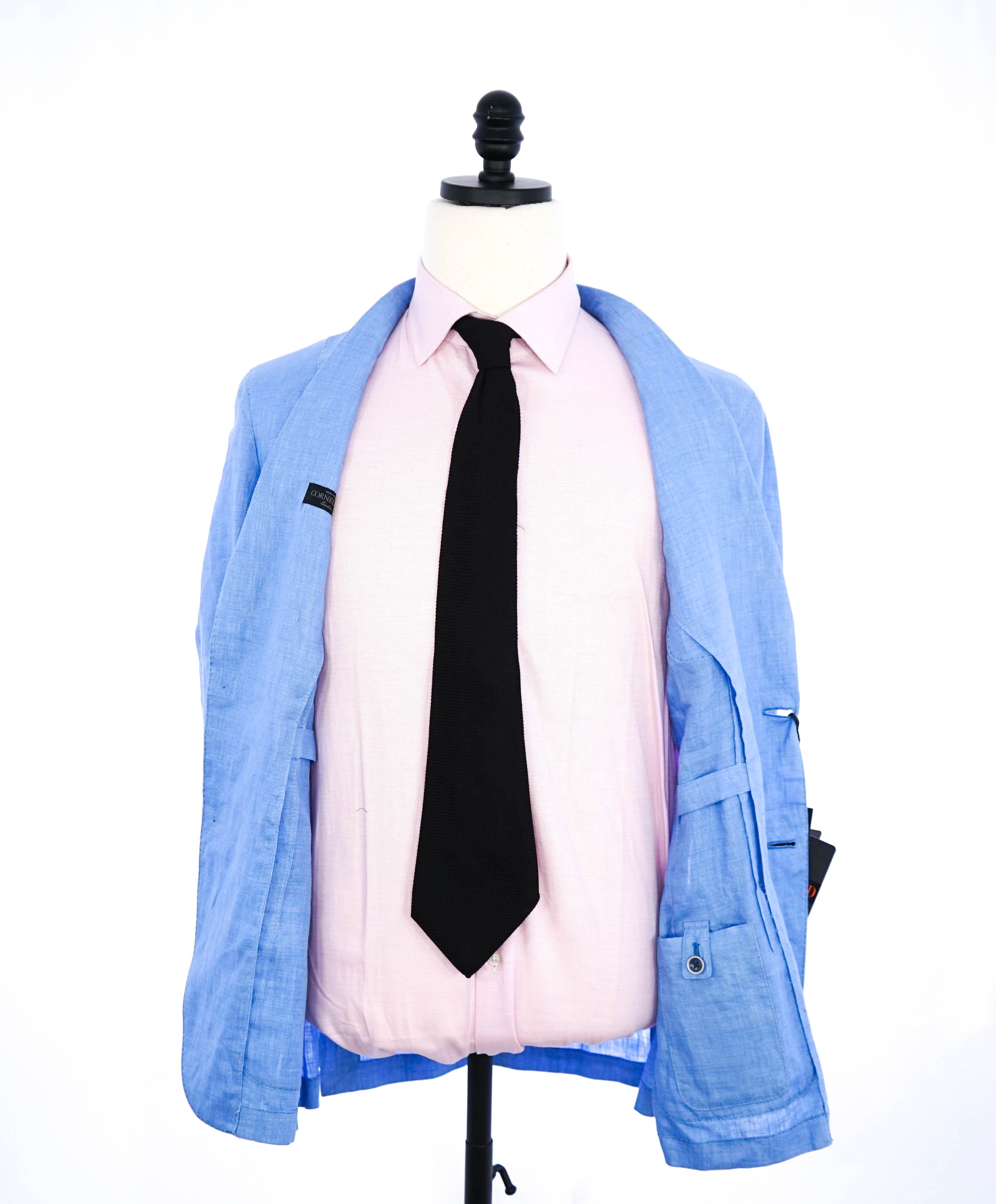 CORNELIANI - ID Semi-Lined Baby Blue Light LINEN Summer Blazer - 38R