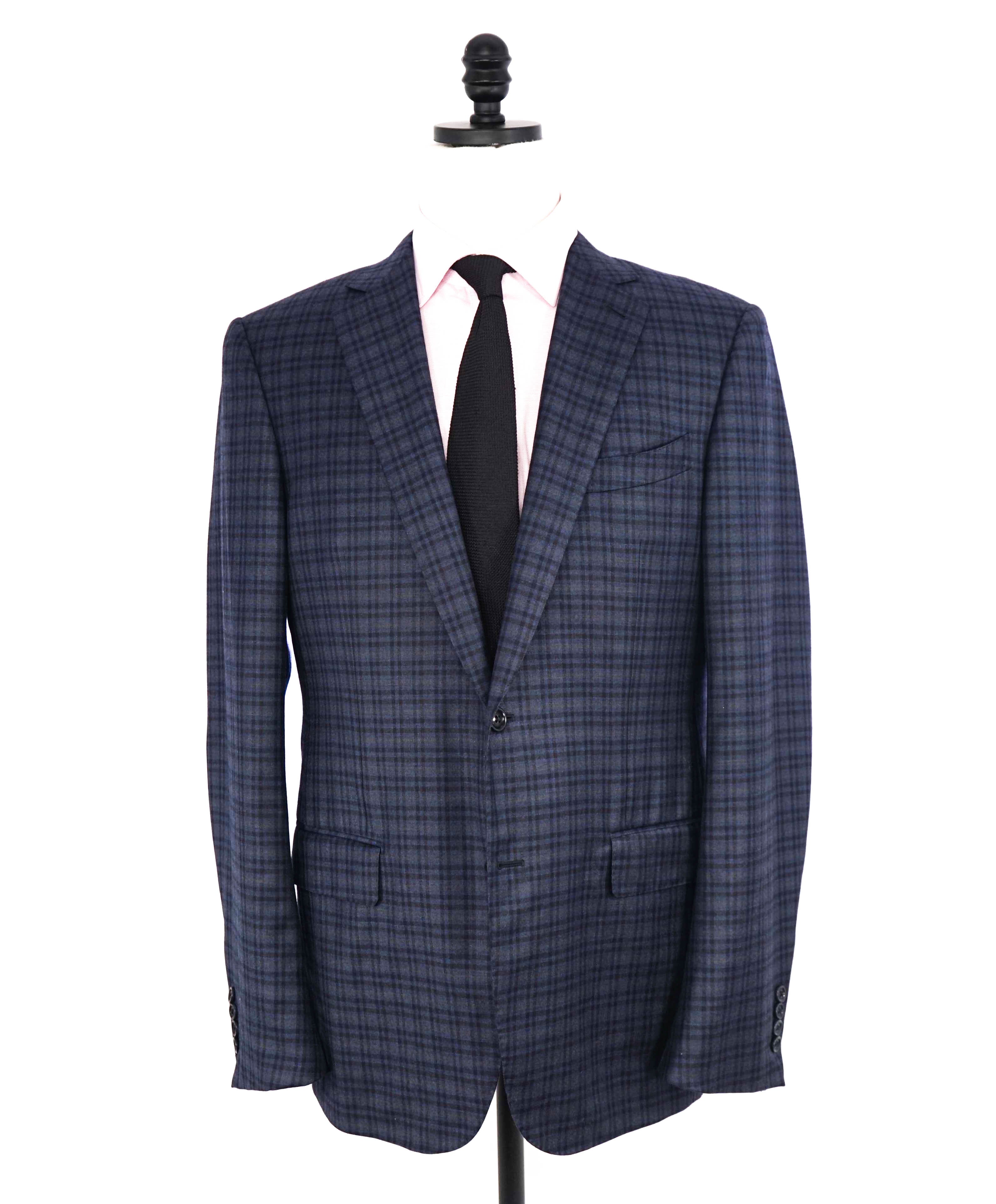 $3,290 ERMENEGILDO ZEGNA- “TORFEO LIGHT”  Blue Check Plaid Blazer- 42R