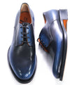 SANTONI -  Made In Italy Blue Distressed Style Round Toe Oxfords - 11 (10IT)