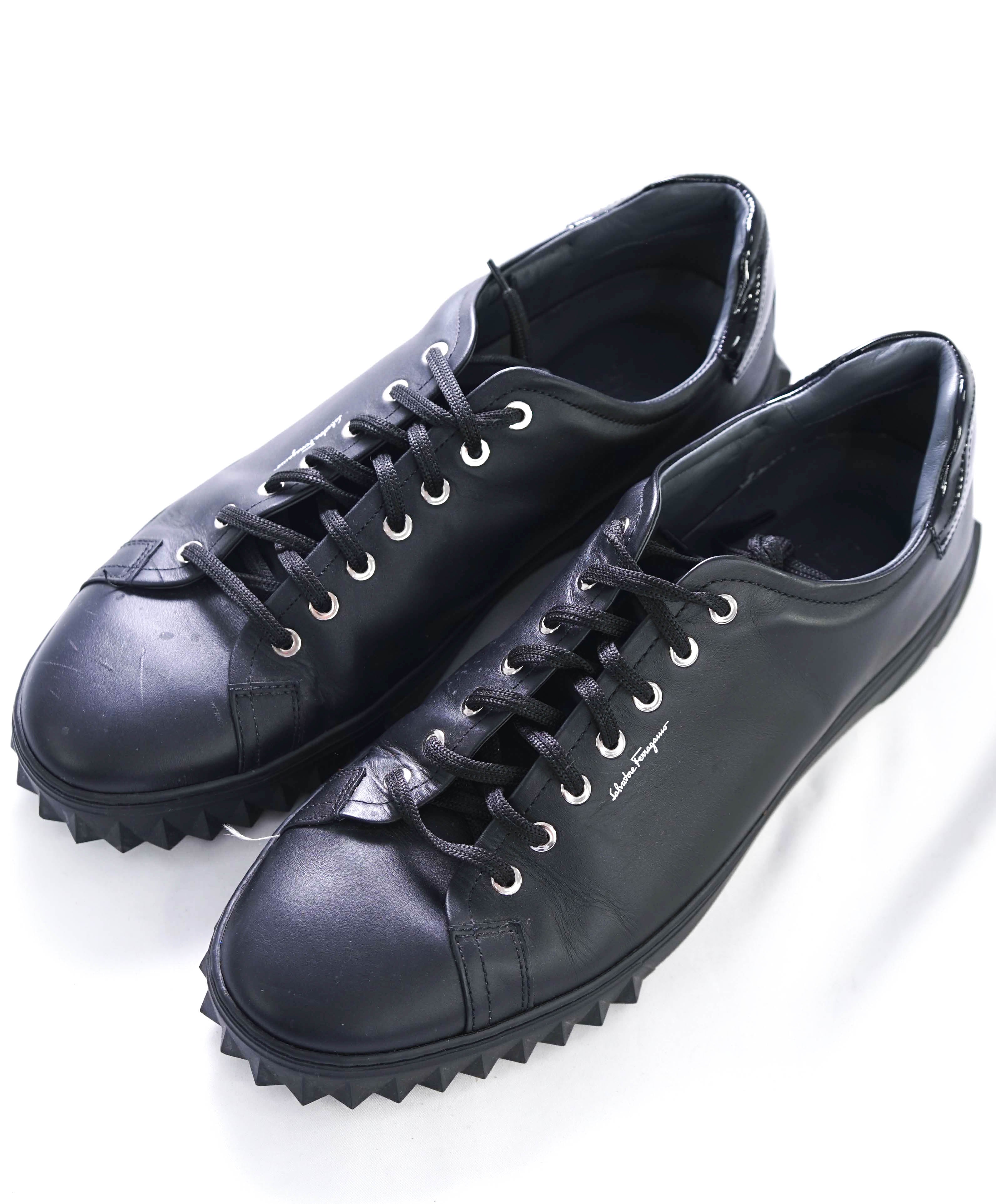 $750 SALVATORE FERRAGAMO - *Rhinoceros* Black Gancini Sneaker - 12 US