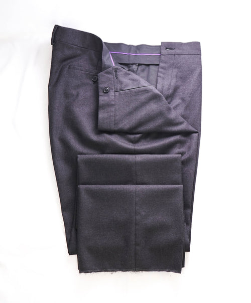 RALPH LAUREN PURPLE LABEL - Flannel Wool Gray Flat Front Dress Pants - 40W