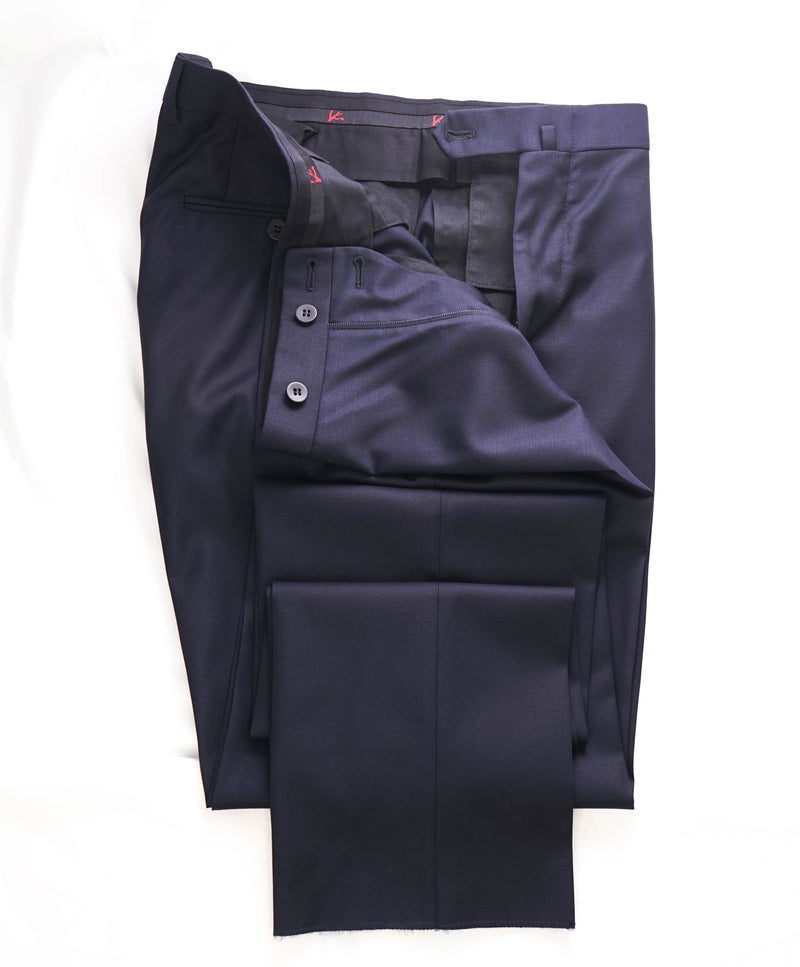 ISAIA - *CLOSET STAPLE* Solid Navy Blue Wool Dress Pants Flat Front - 37W (54EU )