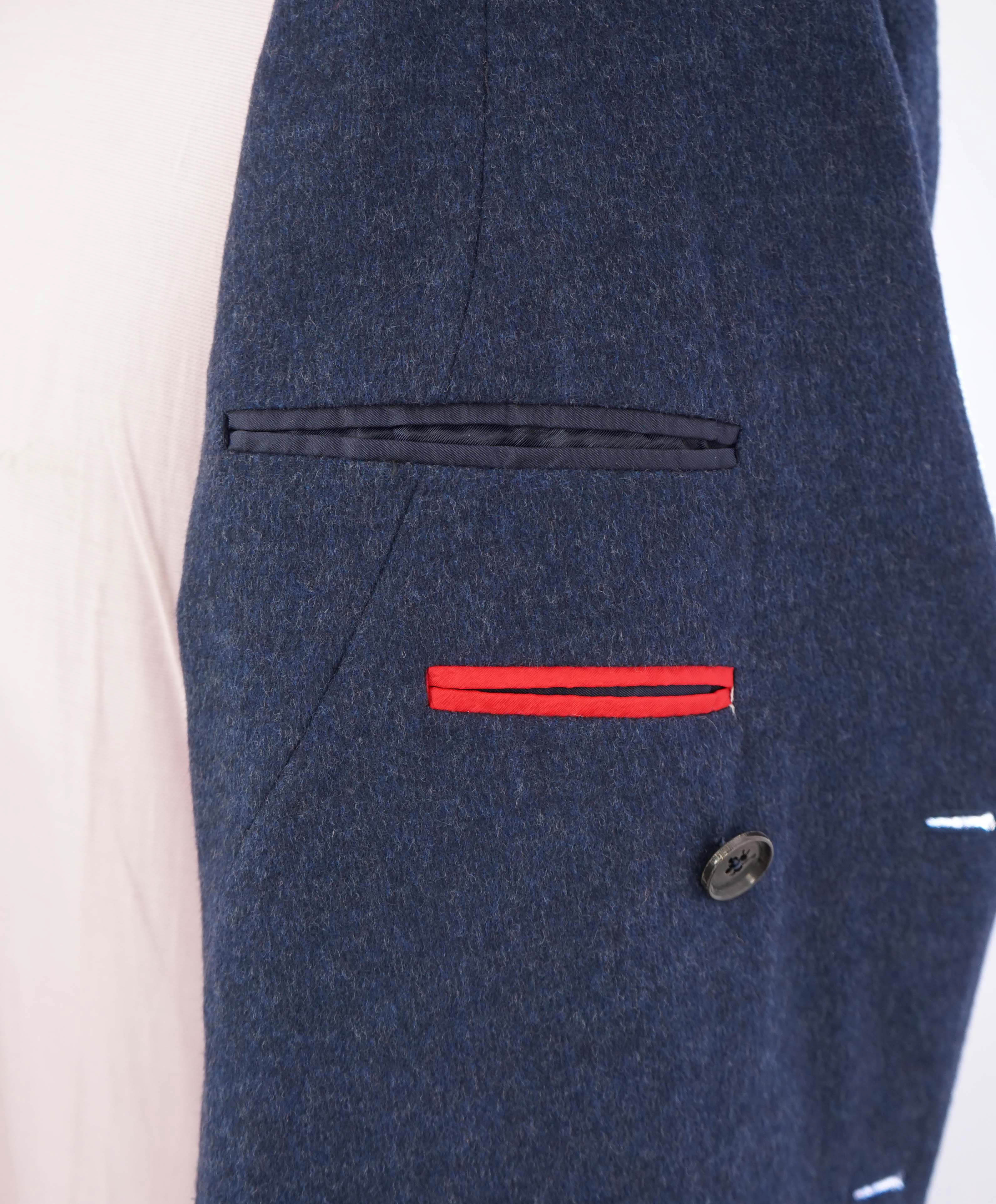 $2,995 ISAIA - Double Breasted CASHMERE Wool Blue Blazer - 40R