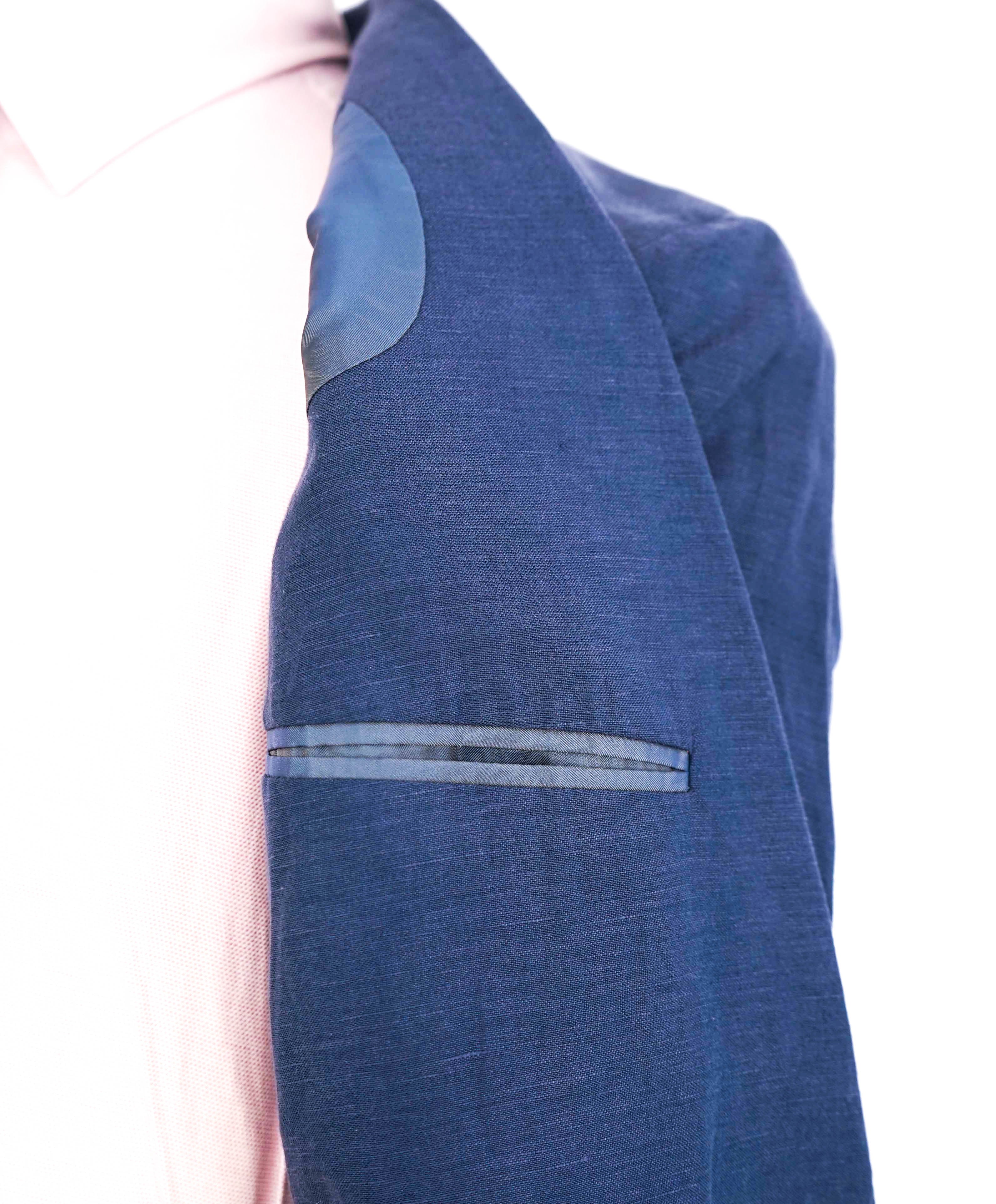 $2,395 RALPH LAUREN PURPLE LABEL - Blue SILK/LINEN Blazer - 36S