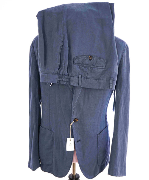 $2,295 ELEVENTY - Pastel Blue Light Deconstructed Linen Blend Suit - 46 (56 EU)