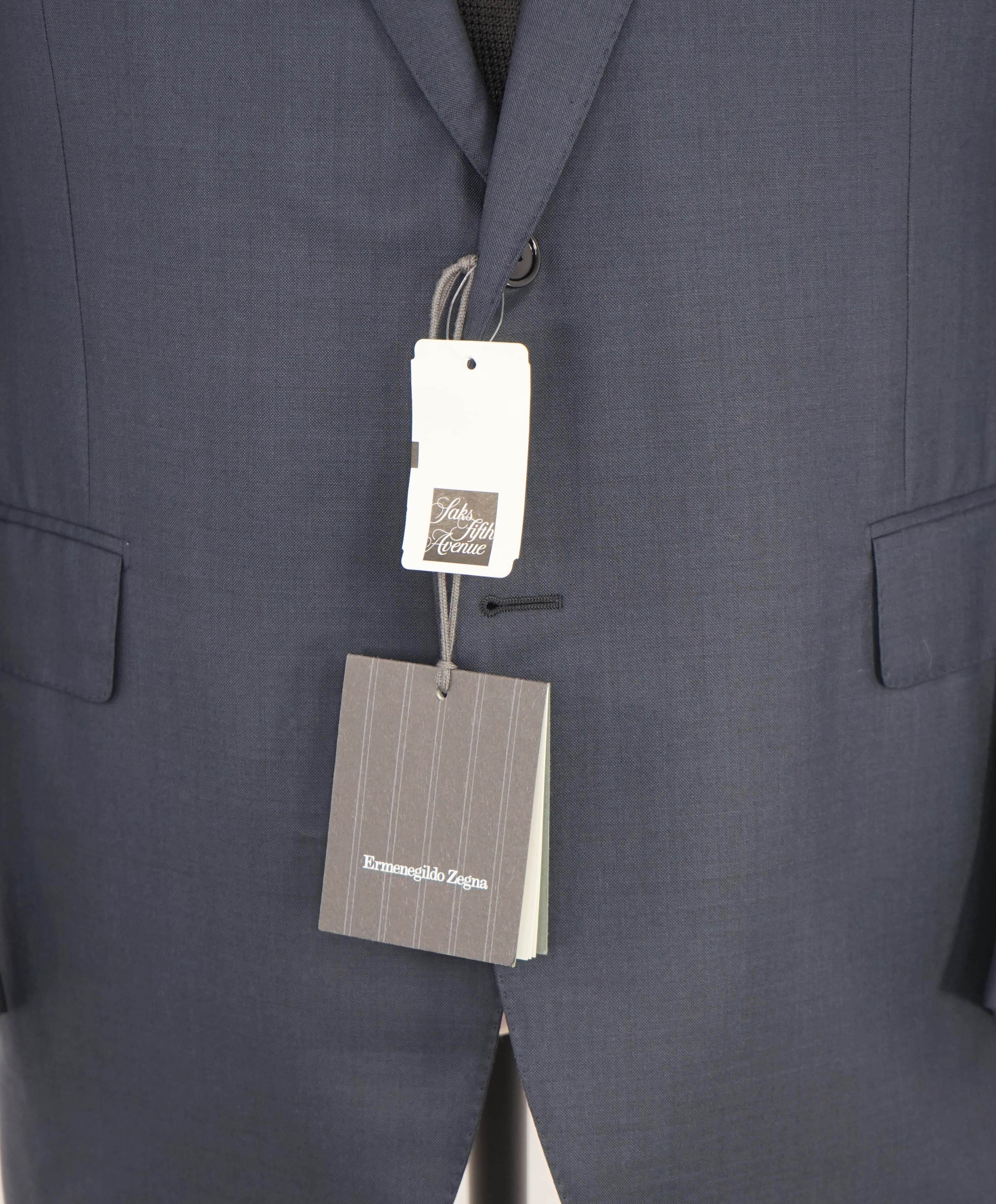 $5,895 ERMENEGILDO ZEGNA - Steel Blue Birdseye *14 MILMIL 14* SU MISURA Wool Blazer - 40S