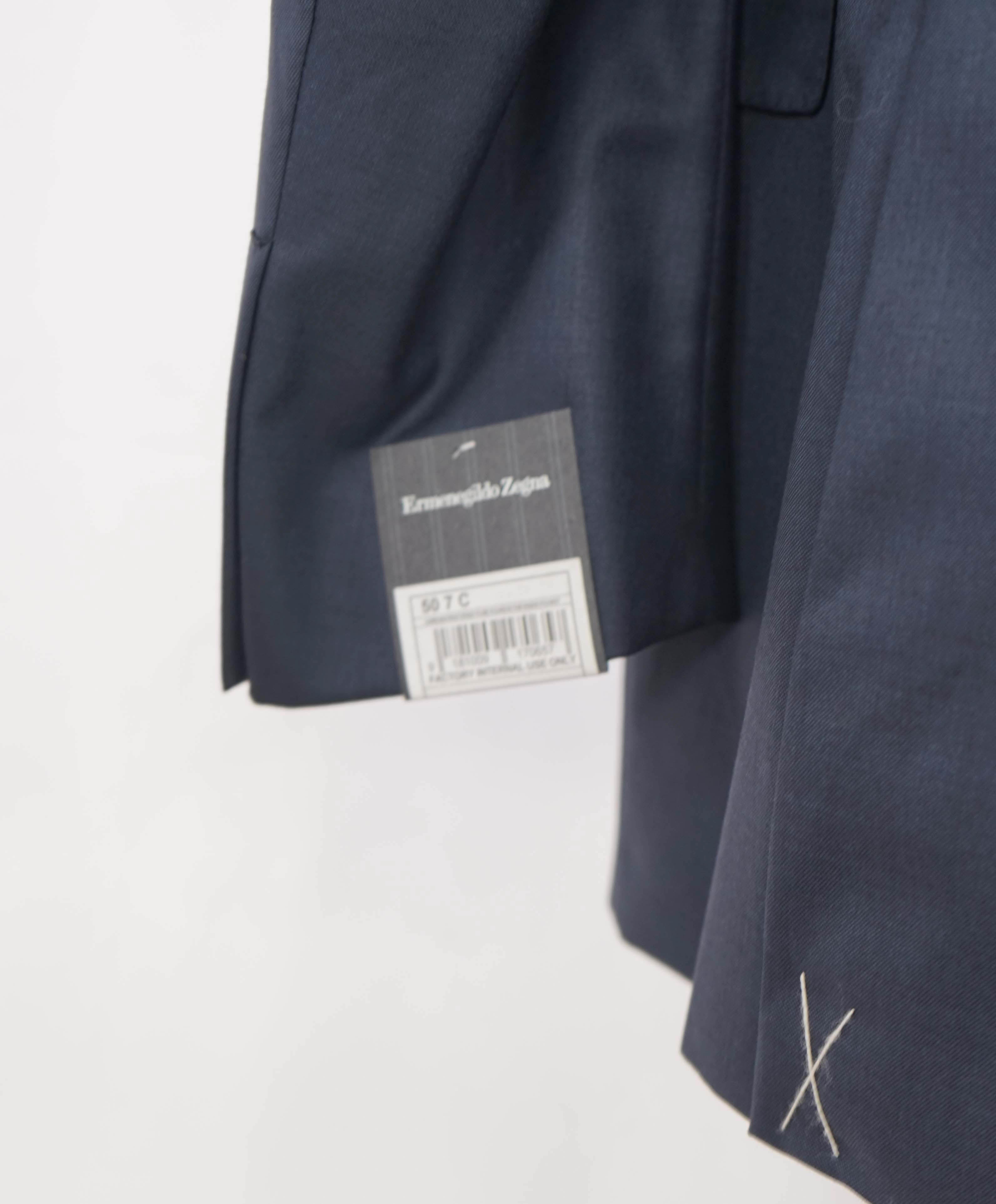 $5,895 ERMENEGILDO ZEGNA - Steel Blue Birdseye *14 MILMIL 14* SU MISURA Wool Blazer - 40S