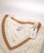 $545 ELEVENTY - Cable Knit WOOL/CASHMERE *CRICKET* Sweater Vest - Large