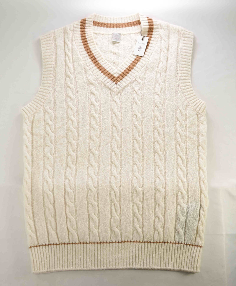 $545 ELEVENTY - Cable Knit WOOL/CASHMERE *CRICKET* Sweater Vest - Large