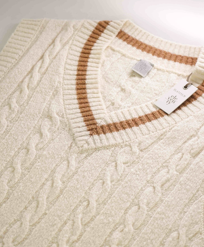 $545 ELEVENTY - Cable Knit WOOL/CASHMERE *CRICKET* Sweater Vest - Medium