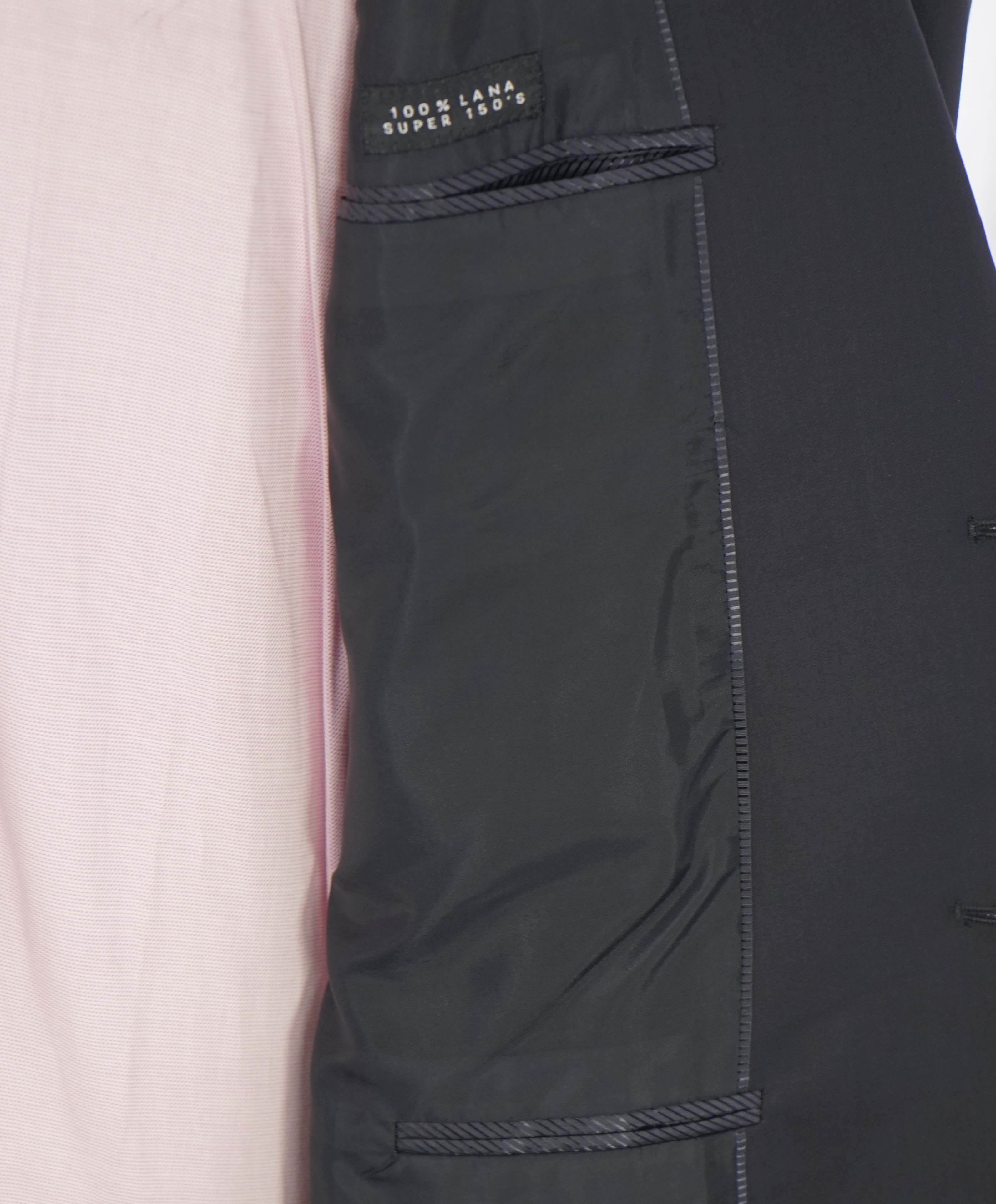 $3,795 GIORGIO ARMANI - "TAYLOR" Solid Navy Notch Lapel Super 150's Suit - 42R