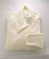 $645 ELEVENTY - Ivory *PURE WOOL Shawl Collar Pullover Ribbed Sweater - M