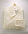 $645 ELEVENTY - Ivory *PURE WOOL Shawl Collar Pullover Ribbed Sweater - M