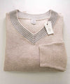 $545 ELEVENTY - Tipped CRICKET SWEATER Cotton/Linen V-Neck Sweater - S