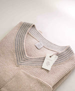 $545 ELEVENTY - Tipped CRICKET SWEATER Cotton/Linen V-Neck Sweater - S