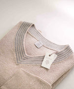 $545 ELEVENTY - Tipped CRICKET SWEATER Cotton/Linen V-Neck Sweater - S