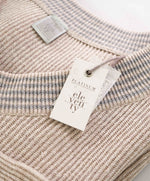 $545 ELEVENTY - Tipped CRICKET SWEATER Cotton/Linen V-Neck Sweater - S