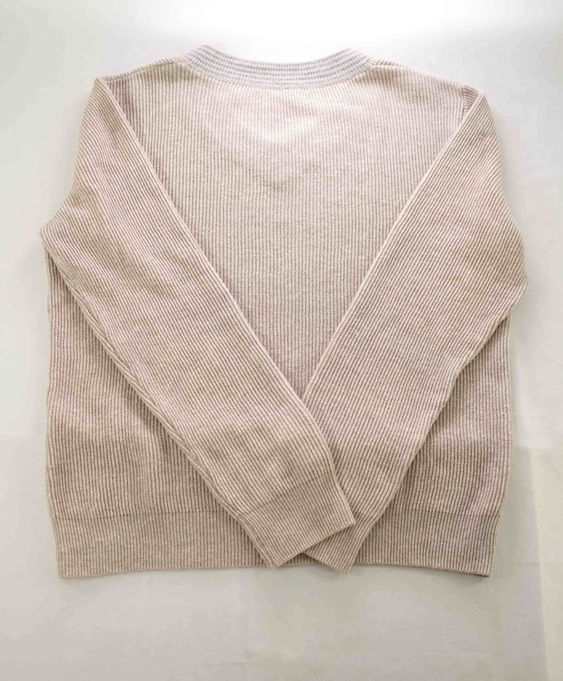 $545 ELEVENTY - Tipped CRICKET SWEATER Cotton/Linen V-Neck Sweater - S